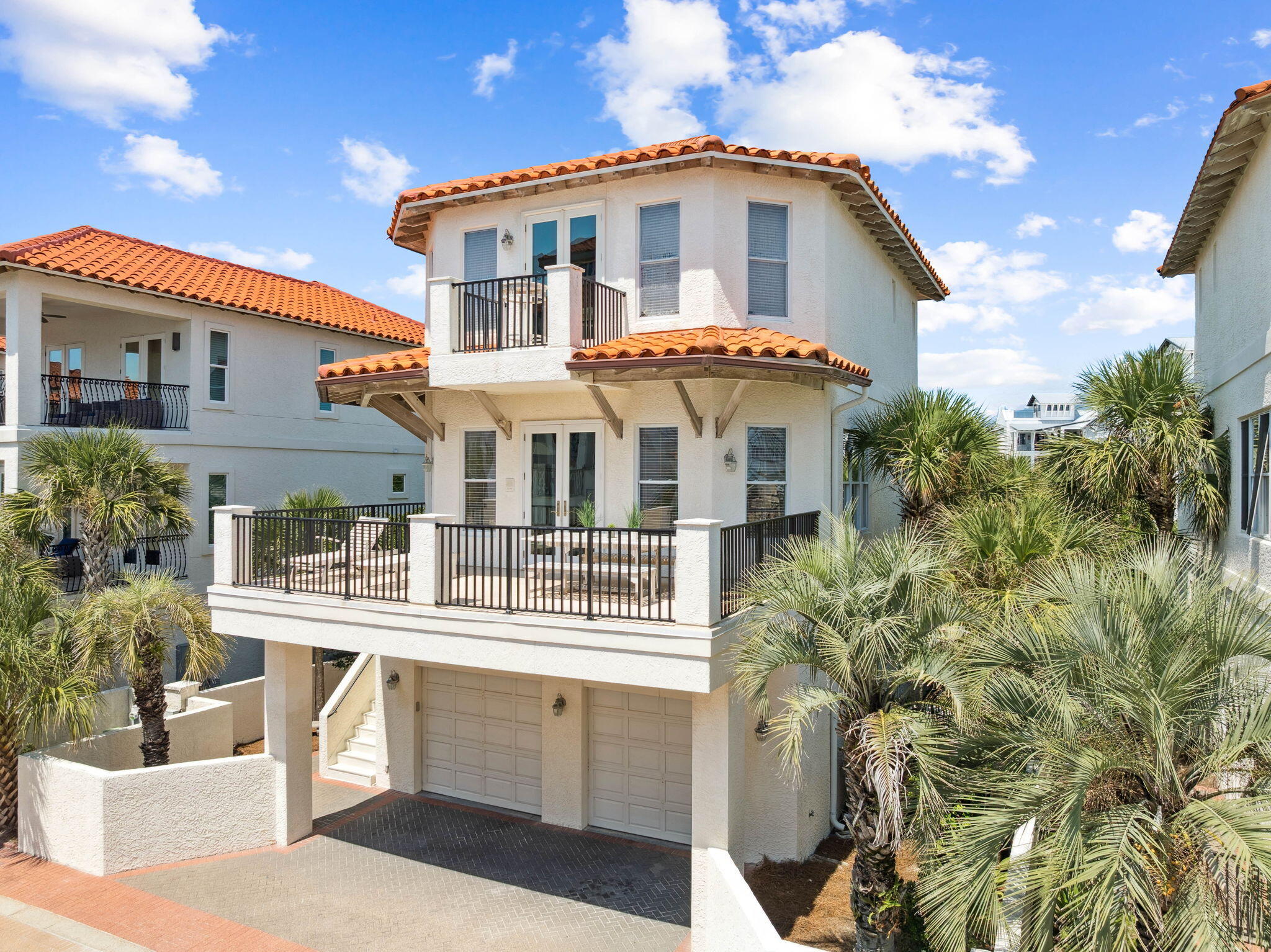 Welcome to MAJORCA, a 3,028 square foot five-bedroom four bath beach house, located in the 30A beachfront gated neighborhood of Vizcaya with over 900 feet of PRIVATE beach. Discover the beauty of living steps from the neighborhood pool and private beach walkover leading to the white sandy beaches of the azure Gulf waters.  Experience 30A living in this beach house named after the beautiful island beaches and architecture on the Spanish Island of its namesake. There is a coveted two car garage plus parking for two vehicles on the driveway and the home features an elevator on the first floor which stops at each level. The third floor encompasses the large primary suite with two oversized walk-in closets, a large private bath with separate dual vanities, soaking tub, separate shower, and water closet. A private balcony invites you outdoors for star gazing and gulf views.  Step on to the bright second floor main living area featuring two guest bedrooms.   The kitchen boasts plenty of counter-top space and a large breakfast bar for entertaining guests.  The kitchen marries the spacious dining and living room which opens onto a deep and wide southern facing balcony.  Outdoor living space (673 sq. ft.) captures the Gulf breezes and faces the beach walkover extending to the sandy white shores of the beach of Vizcaya.  Two additional ensuite bedrooms and the laundry room are located on the entry level.  
Located on 30A in Santa Rosa Beach, this delightful home is convenient to bike paths, rare coastal dune lakes, shopping, dining; yet in a private, gated enclave with only 32 homesites.  After you have played at the beach, discover boutique shops and galleries in the nearby coastal towns. Enjoy dining gulf front at The Santa Rosa Golf & Beach Club's Vue on 30a. Find the catch of the day at Shunk Gulley or Stinky's. Simply walk or bike to Gulf Place for coffee, pizza, ice cream, and more. Explore the beauty of nearby Topsail Hill State Park. Whether you wish to lounge by Vizcaya's resort style pool, relax at the beach, or bike along 30A, it's all here waiting for you at 1028 Vizcaya.