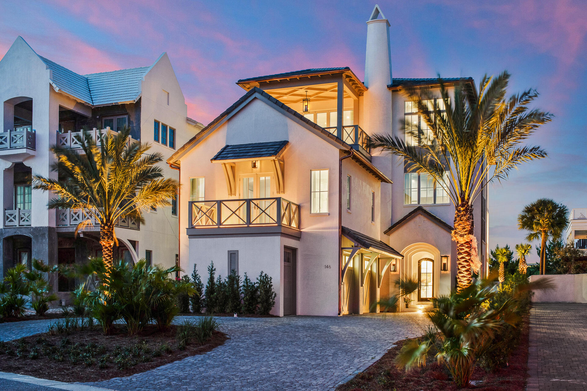 Beautifully designed and prominently located in the exclusive gated enclave of Paradise by the Sea, this exceptional coastal residence has been finely appointed and masterfully constructed with concrete block exterior walls and gorgeous panoramic gulf views. Primely situated just one tier off the beach, this striking architectural retreat features notable amenities including a three car garage, private elevator, spacious resort style pool area as well as an inverted open floor plan with the primary living spaces located on the top level which allows unparalleled Gulf views. This property yields an impressive 7,373 heated and cooled sqft with a three story vertical footprint yielding 6 full bedroom suites in addition to multiple living areas including a home theatre, private gym with adjoining sauna and a spacious first level game room that flows directly to the outdoor pool deck and living space. The first level offers a large bedroom suite with adjoining spa-like bathroom as well as a full laundry / mud room with direct access to the first level living areas and rear pool deck. The second floor offers three large bedroom suites including a wet bar and sitting area as well as gorgeous gulf views from the south facing suite in addition to a home theatre / media room. The top level is the pinnacle for open living featuring a gourmet chef's kitchen with beautiful stainless appliances as well as a large dining room open to the south facing living area. Gulf views abound from this space and can be enjoyed from the south facing covered porch adjacent to the living room. There is an exceptional primary suite on the third floor with an adjoining bathroom including a large walk-in closet and adjacent laundry & office area. Paradise by the Sea is thoughtfully gated and located in the heart of East 30A offering excellent proximity to Alys Beach, Rosemary Beach, Camp Creek Golf Club and all of the world class shopping, dining and entertainment that 30A is so famously known for. This neighborhood will no longer allow short term rentals after 12/31/2022.