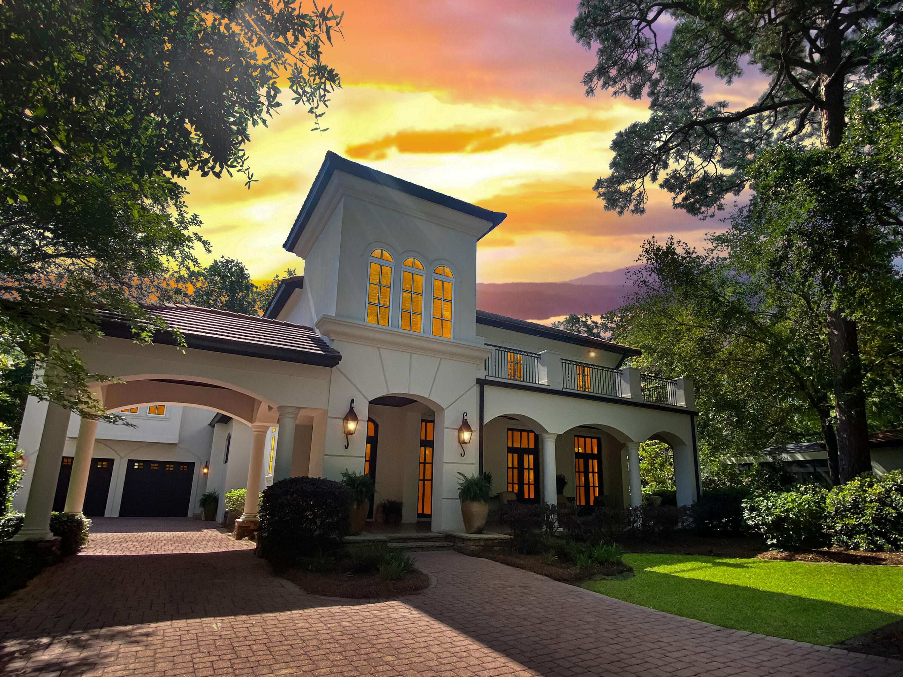 What an absolutely beautiful, truly custom-built home sitting on an estate sized lot located in The Preserve of Burnt Pine, a gated community within the Resort of Sandestin.  The architecture is reminiscent of an Italian country villa with its 12 foot ceilings, open floor plan and large rooms. The Villa offers 4 bedrooms, 4 and a half bathrooms, plus an office. The master wing ensuite, and its spacious dressing area, are privately located on the first floor overlooking and accessing the backyard and patio. Very rare indeed, is the 1 bedroom, 1 bath carriage house located above the oversized two and one half car garage with an interior staircase and includes a kitchen, living area, dining area, two large closets and even a washer and dryer making it perfect for family and guest's enjoyment. Recently added are the Generac, gas generator with  transferable warranty for main house and the tankless, gas, Rennai hot water heater for endless hot water in main house.  The three HVACs were replaced in 2018, and all are in good working condition.  The kitchen has top of the line appliances including a large Dacor gas range, a Sub-Zero refrigerator/freezer, two Bosch dishwashers,  Dacor built-in  microwave, Dacor warming drawer, and an ice maker.  The countertops, including the oversized island, have been updated in a beautiful white quartz and the stained wood cabinetry and range hood are in a neutral shade of cream.  Many of the the lighting fixtures have been replaced with fabulous, designer chandeliers and the home has been freshly painted inside and out in the popular tones of off-white.  There is porcelain tile flooring running throughout the entire first floor with wood flooring on the second level and also in the carriage house.  Crown moldings are present in every room.  Four sets of tall, wood, double doors grace the entire front of the home, and the impressive stone mantle, adorning the gas fireplace in the living room, is exquisite.  In keeping with luxury estates, the iron staircase railings where created specifically for the home and the dark wood stairs, along with a large empire style beaded chandelier in the foyer, are simply stunning.  The dining room can easily seat ten to twelve, for larger gatherings, and there is a pretty breakfast nook, as well.  The home is selling with some furniture.  The living room is elegant and tastefully decorated with its newly added large Italian Wedding style chandelier.  Another recent addition are the many custom made, linen, white drapery panels hanging from the custom oil rubbed bronze rods that adorn the large full length windows throughout.  There is a separate family room, with beautiful built-in cabinetry for media, electronics and books, that opens up to the kitchen making this floor plan perfect for entertaining as it was designed to be.  A complete sound system, with built-in speakers, are both inside and out.  The large outdoor kitchen includes a stainless, built-in, Dacor gas grill, drink refrigerator, sink, a storage closet along with dining and seating areas and sure to be used frequently.  It's another great place to gather and its all overlooking the tranquil and serene setting of this coastal nature retreat.  The screens are motorized and allow access onto the back patio for even more seating.  The sound of the fountain's water, trickling into its lovely, round, stone pond, add to the peacefulness of the area and a wonderful spot to relax, unwind, and enjoy a good book or a cool drink.  The porte cochere, with its rustic flagstone steps leading to the home's front entrance enhances the Villa's curb appeal, while the inviting porch provides an additional outdoor relaxing area overlooking the large, and lushly landscaped grounds of the front yard.  Both the main house and carriage house have a security system.
Last, but not least, is the transferable termite bond in effect for added peace of mind.  Do not miss viewing this one, it will not disappoint.