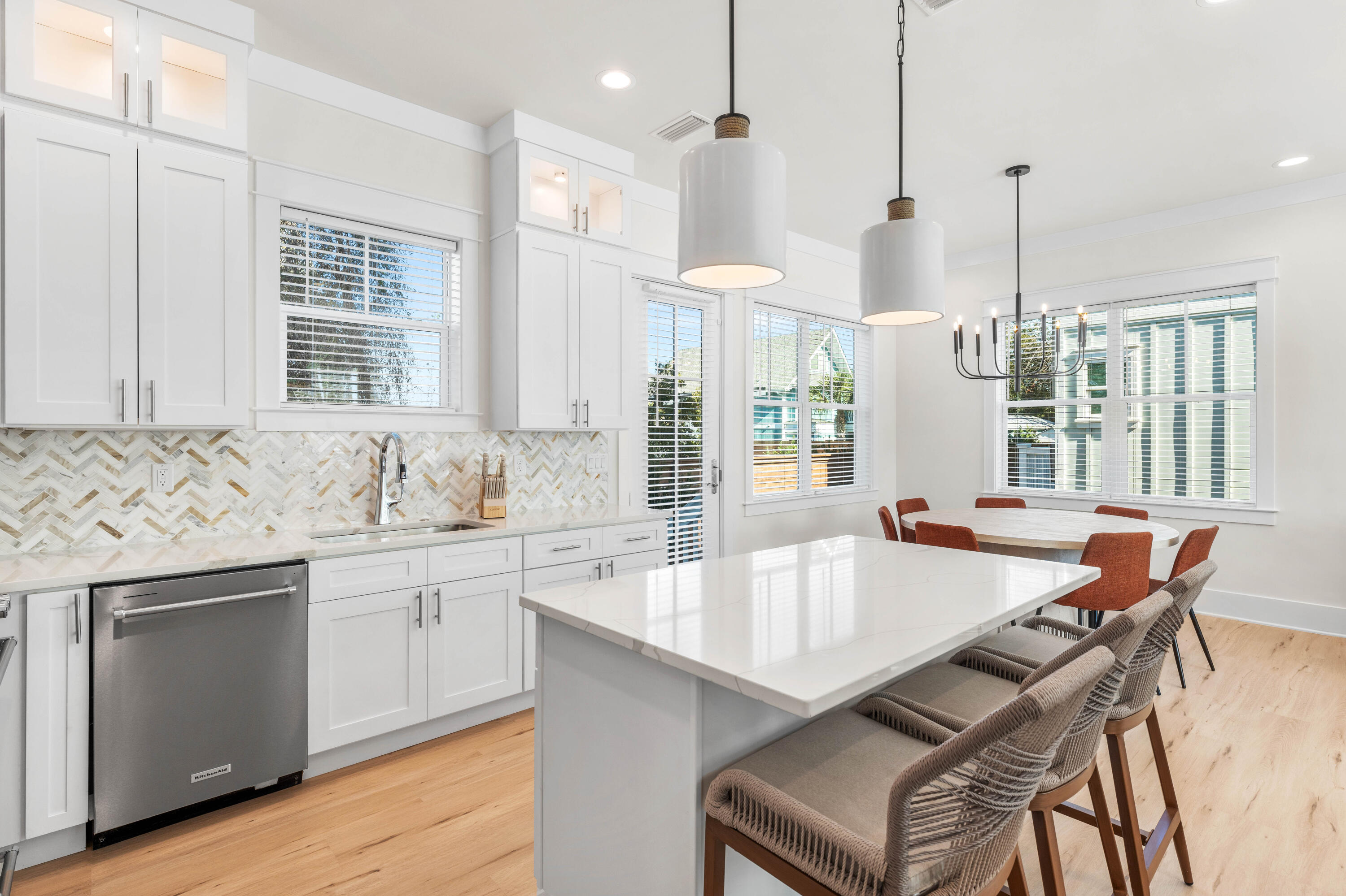 BEST PRICED !  Brand-new single-family home, FULLY FURNISHED with $90,000 in furnishings, artwork, accessories, window treatments, electronics, etc. TURN KEY HOME with everything - over 3100 square feet nestled in the heart of 30A - Seagrove Beach. Close to MULTIPLE PUBLIC BEACH ACCESSES & shores of the renowned 30A beaches. 5 bedrooms+6 full bathrooms+1 half bath+2 Offices/Media Rooms+2 areas for gaming/tv. 231 sq feet of balconies, this home has seamlessly blended coastal architecture with detailed millwork and high-end finishes -a testament to coastal craftsmanship. 3 Master bedrooms + 2 additional bedrooms..all with king beds! Detailed millwork and high-end finishes. Chef's Kitchen w/ KitchenAid Appliances. Golf Cart garage. Tankless Water Heater. Prime location off 30A & very close to multiple beach accesses, 5 min drive from convenience of Publix WaterColor, Seaside Town Center & 30 min from airport. Convenience+luxury in this well-designed new home. Plus a highly sought-after Seagrove Beach location.