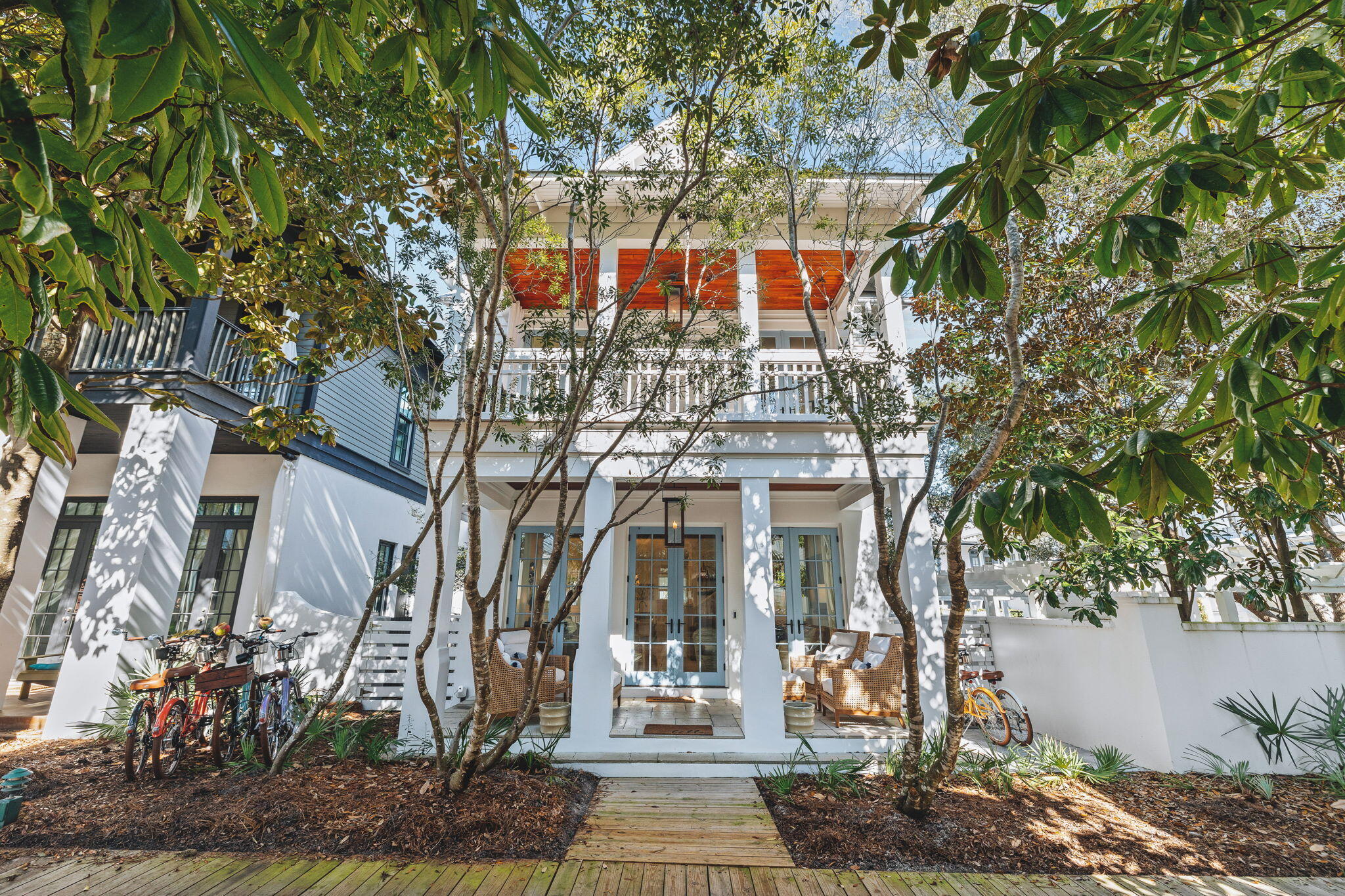 Nestled in a peaceful cul-de-sac, this beautiful home in Rosemary Beach offers the perfect blend of privacy and coastal charm. Just a 5-minute walk along a scenic wooden boardwalk will take you to the stunning turquoise waters of the Gulf. Recently professionally decorated and meticulously maintained, this home isn't currently a vacation rental, though rental projections can be provided.

Step inside to find a newly renovated kitchen featuring a spacious island, custom cabinets, premium appliances, quartzite countertops, a large pantry, and a separate coffee and beverage bar. The kitchen opens up to a bright, airy dining and living space, where fresh whites and coastal neutrals, and stunning light fixtures, create an inviting atmosphere. With plenty of windows and French doors, natural light flows effortlessly throughout the home, connecting the indoor spaces with the outdoor areas.

From the living room, step out onto the beautifully furnished front porch, a perfect spot for unwinding or enjoying a good book. The first floor also includes a full bathroom with a unique walk-in shower, accessible from the outsideideal for rinsing off after a swim in the pool or a day at the beach. The private courtyard features a pool surrounded by tall stucco walls, creating a secluded, peaceful oasis.

Upstairs, the primary bedroom is a spacious retreat with access to a private balcony and an elegant ensuite bathroom. Relax in the freestanding soaking tub or enjoy the large walk-in shower, double vanities, and generous closet space. Down the hall, two chic guest rooms each have their own balcony access, and an additional bathroom with a walk-in shower is nearby.

On the third floor, there's another inviting guest room with a king bed, a kids' retreat featuring four built-in twin beds with individual TVs and lighting, and a fourth bathroom with a tub/shower combo.

With Rosemary Beach's world-class amenities just a short stroll away, you're just a few minutes from the racquet club, fitness center, Owner's pool and pavilion, community pools, and the charming town center with boutique shops and delicious dining options.

This 5-bedroom, 4-bathroom home is the ideal spot for family and friends to gather and experience the best of 30A beach living.  All information contained in this listing is deemed to be correct, please verify anything that is important to you. Professional photos coming soon