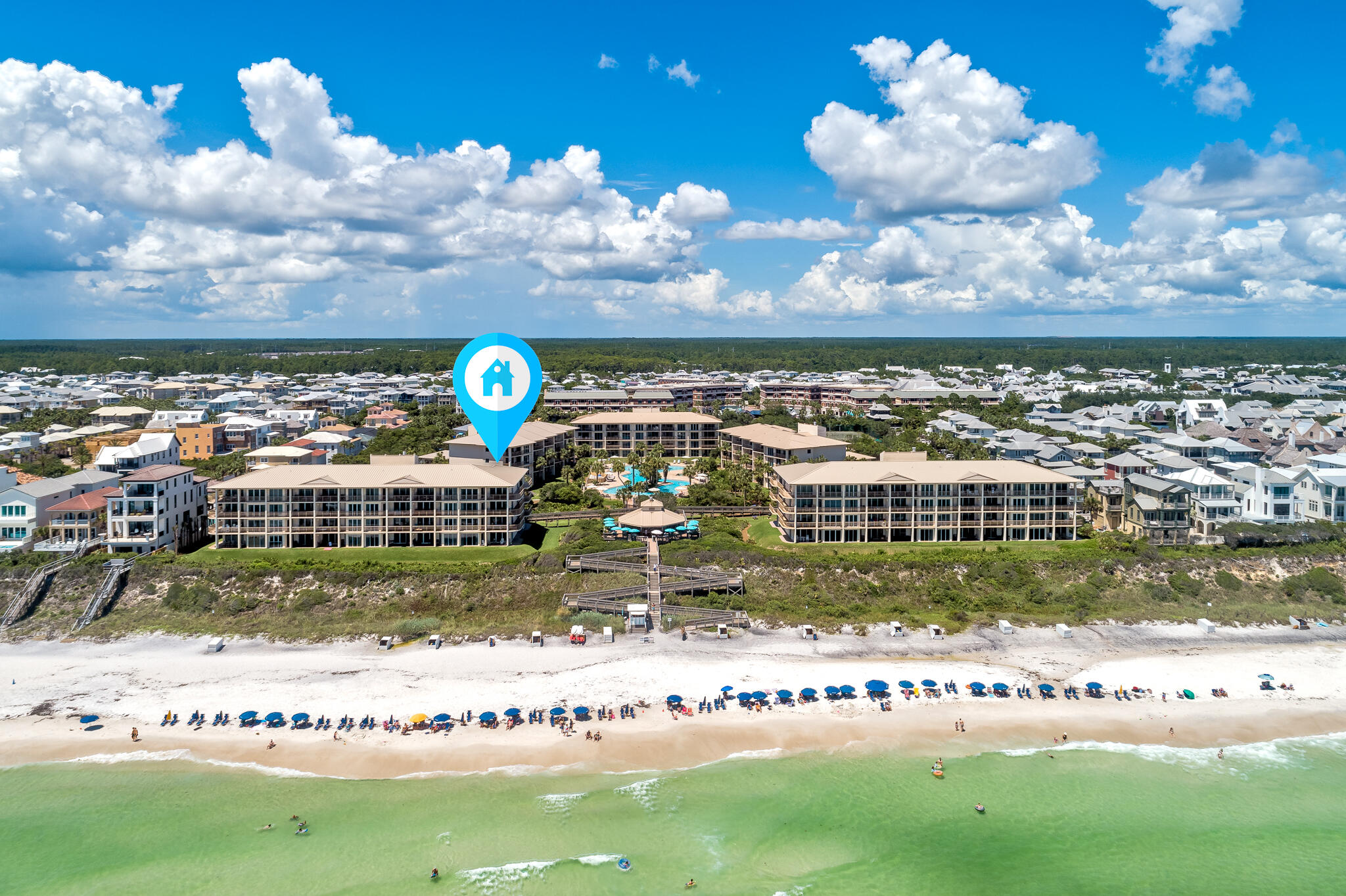 Experience the pinnacle of coastal luxury living in this stunning 3-bedroom condo, ideally situated on the second floor of the highly coveted High Pointe Resort. Nestled between the enchanting communities of Rosemary and Alys Beach, this unit occupies the coveted end corner of the building, a rarity in itself. What's more, corner end units like this one seldom come on the market, making it a truly unique opportunity.

This unit boasts a plethora of remarkable features and underwent a comprehensive transformation in 2017, presenting a contemporary and upscale interior design that defines modern beachfront living. With three spacious bedrooms, there's ample room for your family and guests to enjoy the Gulf's serene beauty. The complete renovation ensures a sleek and stylish  environment, and you'll be captivated by the panoramic Gulf views that envelop you from the wrap-around balcony. Positioned on the second floor, this condo combines convenience with breathtaking vistas, making every moment here a delight.

High Pointe Resort is renowned for its outstanding amenities, including the famous Crabby Steve's bar and restaurant just steps from your doorstep. Relax by the resort-style pool or, better yet, revel in the joy of immediate access to the incredible beach, where the emerald waters and pristine white sands create the perfect backdrop for your coastal escape.

During the remodel, no detail was overlooked. Two master bathrooms were thoughtfully reconfigured into spa-like sanctuaries, offering a touch of indulgence. An office space was strategically added off the hallway, providing versatility for work or as an extra room. The kitchen was expanded to include an extended island with even more Gulf views and extra space for culinary adventures. Additional cabinets and can ceiling lighting have also been incorporated, elevating both storage and ambiance. Wainscoting in the hallway adds an elegant touch, and two bedrooms have gained added closets for improved functionality. Lockout closets for owners enhance security and flexibility, while the addition of ceiling beams adds character and style to the living area.

With a substantial investment of $400,000, the gut and remodel left no stone unturned, ensuring the highest quality finishes and craftsmanship. The kitchen also boasts a beverage refrigerator, ideal for entertaining and refreshment. This condo embodies the epitome of beachfront living, where meticulous design and an unbeatable location converge. Don't let the opportunity to own a slice of paradise at High Pointe Resort slip through your fingers. Contact us today to schedule a viewing and immerse yourself in the coastal lifestyle you've always dreamed of.