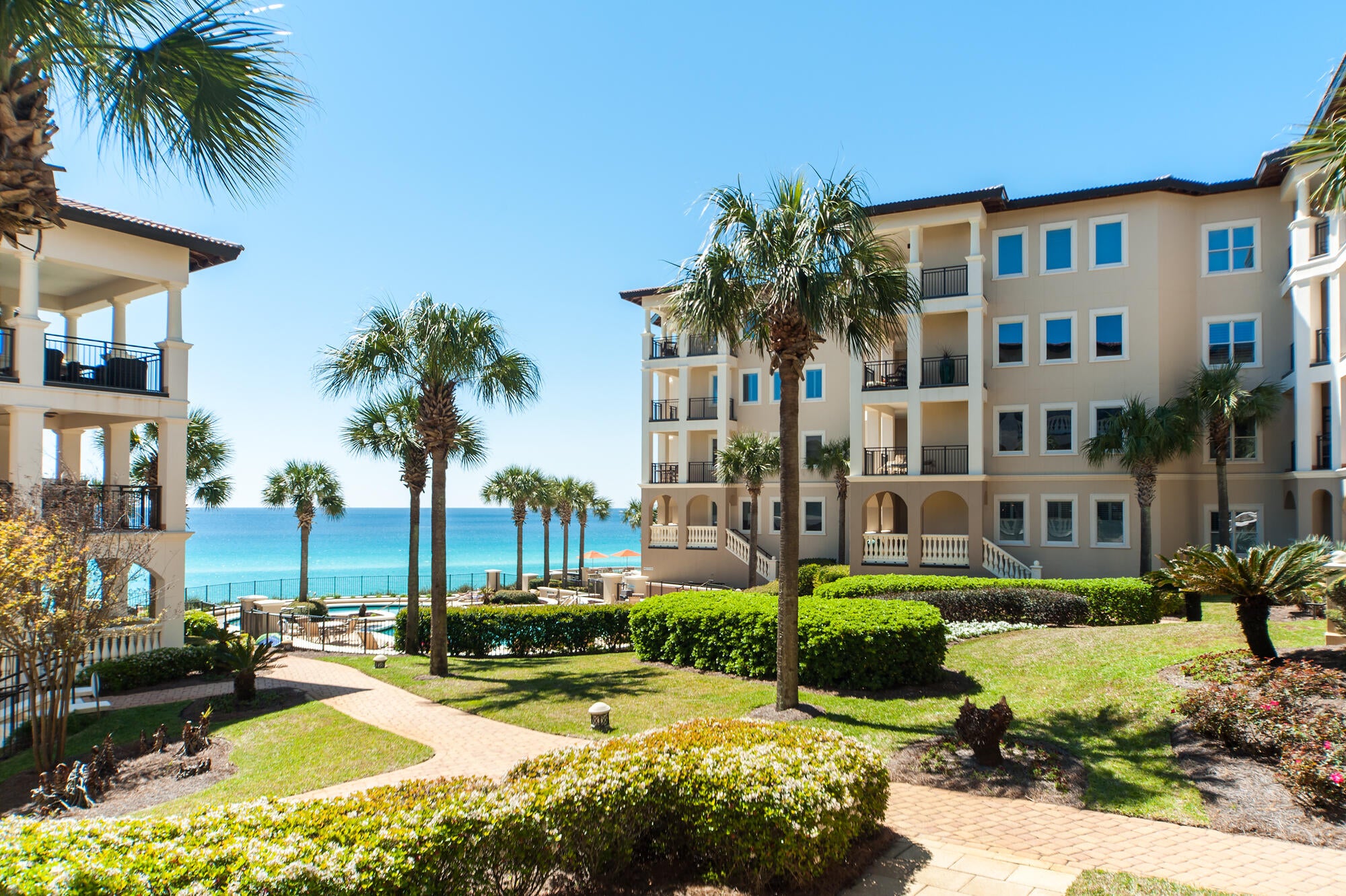 Coastal elegance awaits you at Bella Vita B107!  Rising above the highest point on the US Gulf Rim, living abounds from this luxurious, 3 bedroom, 3.5 bath updated home.  Upon entering, you will see, the Open Floor plan marries the kitchen, dining and living room while providing distinct comfortable spaces for entertaining coastal style.  The radiant kitchen features quartz countertops, elegant Carrara marble backsplash, grey and white cabinets as well as top of the line appliances including Sub Zero and Thermador. The spacious 256 sq. ft. veranda with new furniture effortlessly flows to the lush gardens of the piazza and fountain leading to the Sunset Deck, two picturesque swimming pools, of which one is heated, and 365 feet of private beach. The dramatic Master Bedroom with gulf views lets on to the veranda and features two walk-in closets and a beautiful remodeled Master Bath.  The guest ensuite bedrooms are separated from the master for the ultimate in privacy.  One of the guest bedrooms is being enjoyed as a bunk room.  This residence is being offered for sale fully furnished with everything you need to enjoy life at the beach.  Relax on the veranda and enjoy big open views of the pools and gulf overlooking the lush piazza and fountain.   As a Bella Vita resident, you will enjoy a gated and brick paved entrance, ample garage owners' parking, individual and shared storage, Fitness Center, Great Hall with conversational seating areas, kitchen, library and patio. A total of only 48 residences on 6 acres have 365 feet of beach to enjoy.  Bella Vita is within walking distance to eateries or hop on the 30A bike path and explore the shopping, dining and entertainment of the nearby coastal towns.  Rentals are restricted to a minimum of 30 days.  No short term rentals. We invite you to make an appointment to see B107, and discover the beautiful life in Blue Mountain Beach's Bella Vita!