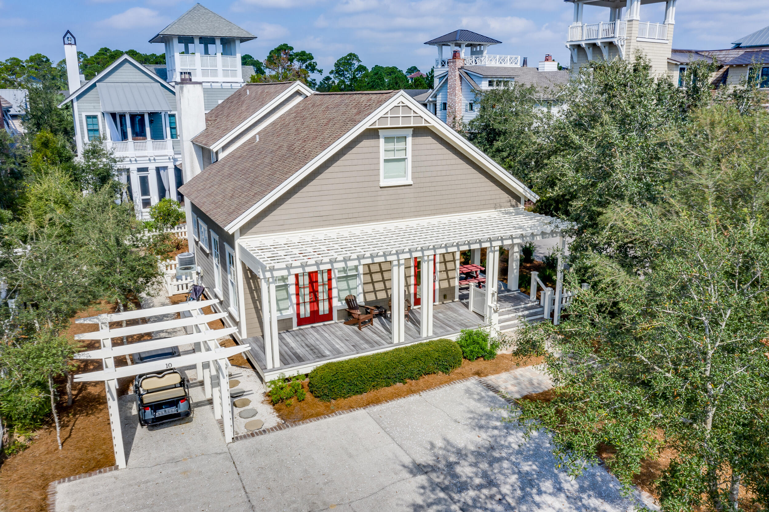 THIS IS YOUR OPPORTUNITY TO BE 225 YARDS FROM THE BOARDWALK WHICH TAKES YOU THROUGH THE WATERSOUND DUNES TO A MILE OF PRIVATE BEACH FRONTAGE IN THE EXCLUSIVE GATED COMMUNITY OF WATERSOUND BEACH.  The house is located on a large corner homesite with plenty of space to add a Carriage house and a pool. The home can be expanded and remodeled.  There is plenty of room to build up and build out. The lot will accomodate over 4700 sqft! The price point allows you to be close to the Dunesider Pool and just steps to the Beach. With the master bedroom downstairs and 3 bedrooms upstairs each with its own ensuite bathroom it's the perfect Retreat at the Beach.  There are so many possiblities for this oversized lot in the Dune Ridge Section of Watersound.