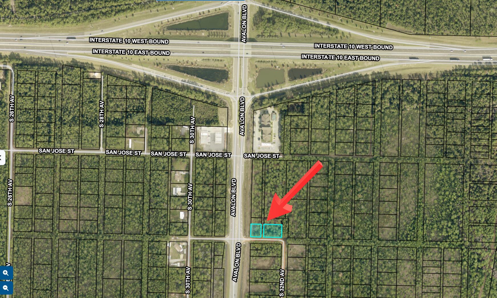 This .55-acre vacant commercial parcel offers 100 feet of frontage along Avalon Boulevard, one of Santa Rosa County's most important and fast-growing connector roads. Located just 0.2 miles from Interstate 10, the property benefits from excellent visibility, accessibility, and traffic flow, with a dedicated turn lane already in place for easy entry. Santa Rosa County is among Florida's fastest-growing counties, and Avalon Blvd serves as the primary corridor linking the north and south ends of the countymaking this an ideal location for a wide range of commercial or service-based businesses. Utilities are available, and the property is commercially zoned (HCD) , positioned within a rural area experiencing steady development and expansion.

Whether you're looking to establish a new business or invest in an emerging market with strong growth potential, this parcel offers location, access, and opportunity. Don't miss your chance to secure a foothold along one of the county's most strategic commercial corridors.
With 100' of frontage on Avalon Blvd plus ~240' on San Gabriel, this parcel is best suited for high-visibility, low-building-footprint uses that benefit from traffic exposure, easy ingress/egress, and quick I-10 access.
