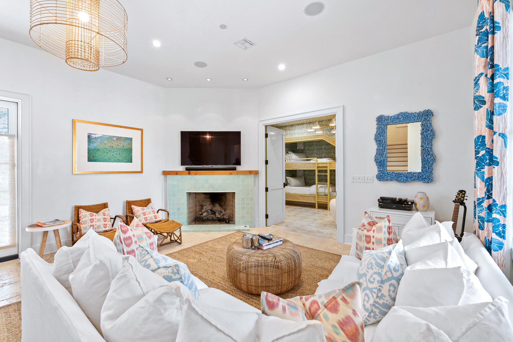 Don't miss this incredible masterpiece in Alys Beach! This impeccably furnished and design forward home is not to be missed. As one of the original homes in Alys Beach, this home enjoys a large lot with multiple generous and private courtyard and entertaining spaces. Inside you'll find 4 bedrooms and 3.5 baths, including a first floor primary suite, a bright and sunny living room with a large fireplace as well as a newly completed addition of an additional bedroom with built in bunks off of the living room and a light and bright kitchen with Wolf and SubZero appliances. On the second floor you have two additional king sized en suite guest rooms. This is one of the few homes in Alys Beach that offers windows and sunshine  on all sides. Don't miss this incredible masterpiece in Alys Beach! This impeccably furnished and design forward home is not to be missed. As one of the original homes in Alys Beach, this home enjoys a large lot with multiple generous and private courtyard and entertaining spaces. Inside you'll find 4 bedrooms and 3.5 baths, including a first floor primary suite, a bright and sunny living room with a large fireplace as well as a newly completed addition of an additional bedroom with built in bunks off of the living room and a light and bright kitchen with Wolf and SubZero appliances. On the second floor you have two additional king sized en suite guest rooms, including one with a private walkout porch and entrance. This is one of the few homes in Alys Beach that offers windows and sunshine on all sides. Seller will include beautifully drawn plans for a primary suite expansion as well as adding a carriage house living above the detached 2 car garage. Offered fully furnished and ready to enjoy, schedule your showing today!