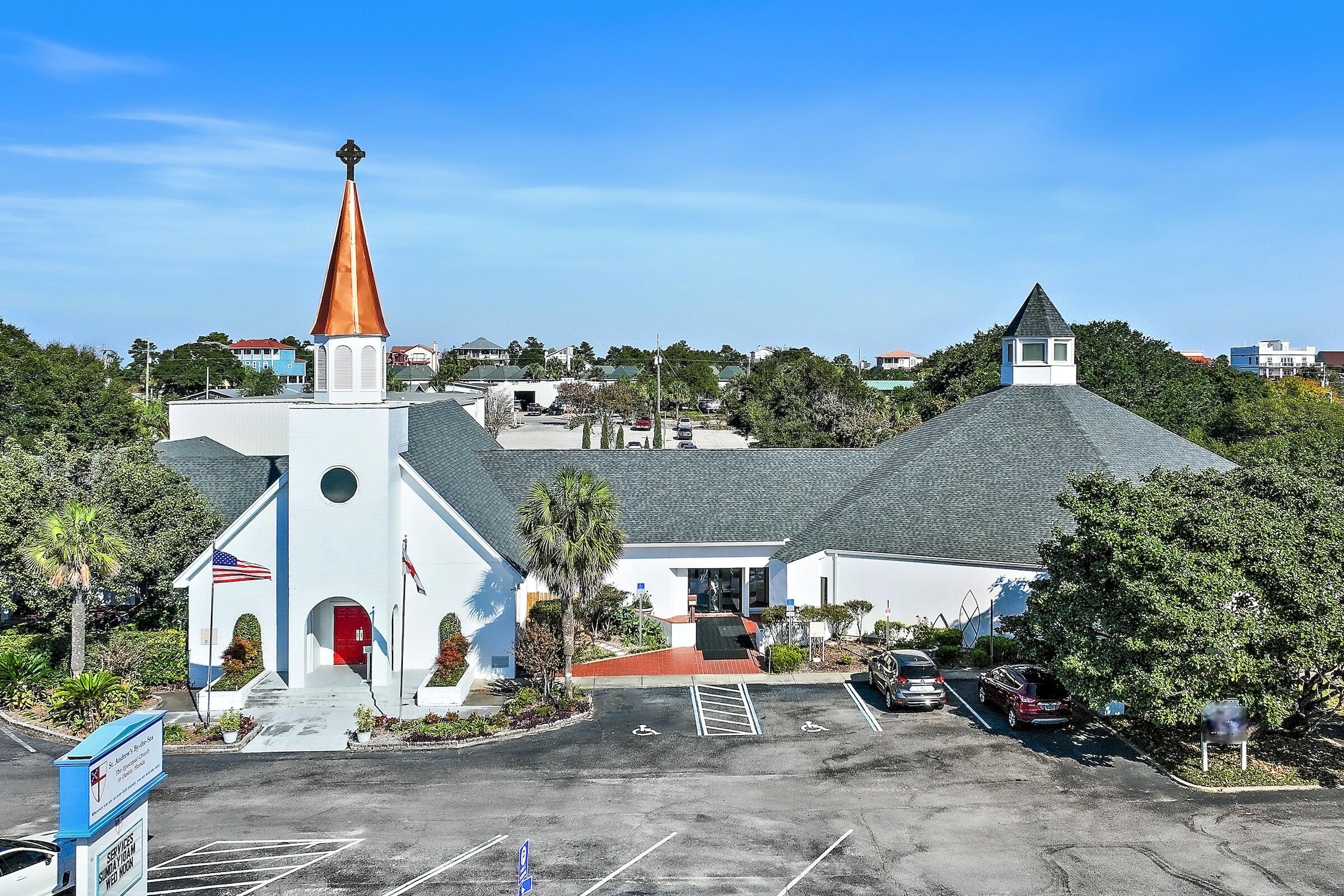 Discover an exceptional commercial property steeped in history and located in the heart of Destin, Florida, the world's luckiest fishing village. St. Andrews by the Sea Episcopal Church has owned the property since 1931 and offers a unique opportunity for redevelopment or repurposing.
This iconic landmark boasts a prime 3.09-acre location with 260 feet fronting Harbor Boulevard overlooking Destin Harbor and extending back to Mountain Drive on the north with 360 feet of frontage, providing high visibility and easy access.
Currently zoned Institutional, it also falls within the North Harbor Mixed Use zoning district which allows for a variety of potential commercial uses, including hospitality, restaurant, retail, office, or mixed-use development. With a prime location situated in a high-traffic area it has an average daily traffic of 48,500 vehicles. Ample parking (133 spaces) on-premises and nearby public parking (148 spaces) with easy access to Harbor Blvd (Hwy 98) and Mountain Drive on the rear. The property's rich historic charm and architectural details offer potential for creative redevelopment. The Protestant Episcopal Church took possession of the property on May 25, 1931, and was one of the first twenty landowners in Destin, expanding from an original 1.38 acres to the current 3.09 acres. Expansion over the years created the iconic hexagonal sanctuary that seats 650. Explore the possibility of adaptive reuse of the historic buildings or new construction to maximize the property's value.
This property presents an extraordinary opportunity for developers, investors, and entrepreneurs to create a distinctive project in a thriving coastal community. Whether you envision a boutique hotel, a trendy restaurant, or a unique retail destination, the property at St. Andrews by the Sea Episcopal Church offers endless possibilities.
By carefully researching and considering new zoning, historical preservation and community engagement, you can unlock the full potential of this remarkable property and create a lasting legacy in the heart of Destin.
Disclaimer: Please note that the information contained herein is deemed correct but not guaranteed. The potential buyer should exercise due diligence to determine suitability for its particular use.