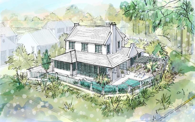 This Somerset Home, GG4, features streetscapes characterized by white garden walls that open onto a rugged natural landscape. A neighborhood that is bit more ''Country'' than ''Town.'' Much emphasis was placed on outdoor living with an open arrangement of interior spaces extending outdoors with garden rooms and courtyards shaded by trellises and arbors. Outdoor gathering places with firepit alcoves, water features, thoughtfully placed pools, covered summer kitchens and bars, and screened garden rooms are designed to maximize each property's use and enjoyment. GG4 fronts the 20-acre Nature Preserve, in close proximity to the The Silva amenity to be delivered in the GG Block. The Silva will be comprised of a central event lawn, an enclosed pavilion opening onto the event lawn, pool, and covered terrace with bar and café.