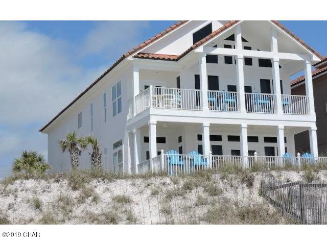 One of the most striking beach front homes in Panama City Beach with 9 bedrooms (plus loft) and 7 baths. Located on the highly desired west end of Panama City Beach in La Valencia. Divided into two separate homes, the first has four bedrooms and three baths with both the master and full kitchen having panoramic ocean views and large ocean front balconies. The 2nd and 3rd floor home has five bedrooms and 4 baths plus a loft, again with master, loft and kitchen having spectacular ocean views... Each home has a separate entrance and direct beach access. Great for large families, corporate parties and/or vacation rentals! Home currently has reservations on the books for $8800- $9700 a week during peak season. La Valencia includes 2 pools, tennis court and club house. 2 beautiful homes in one!!!