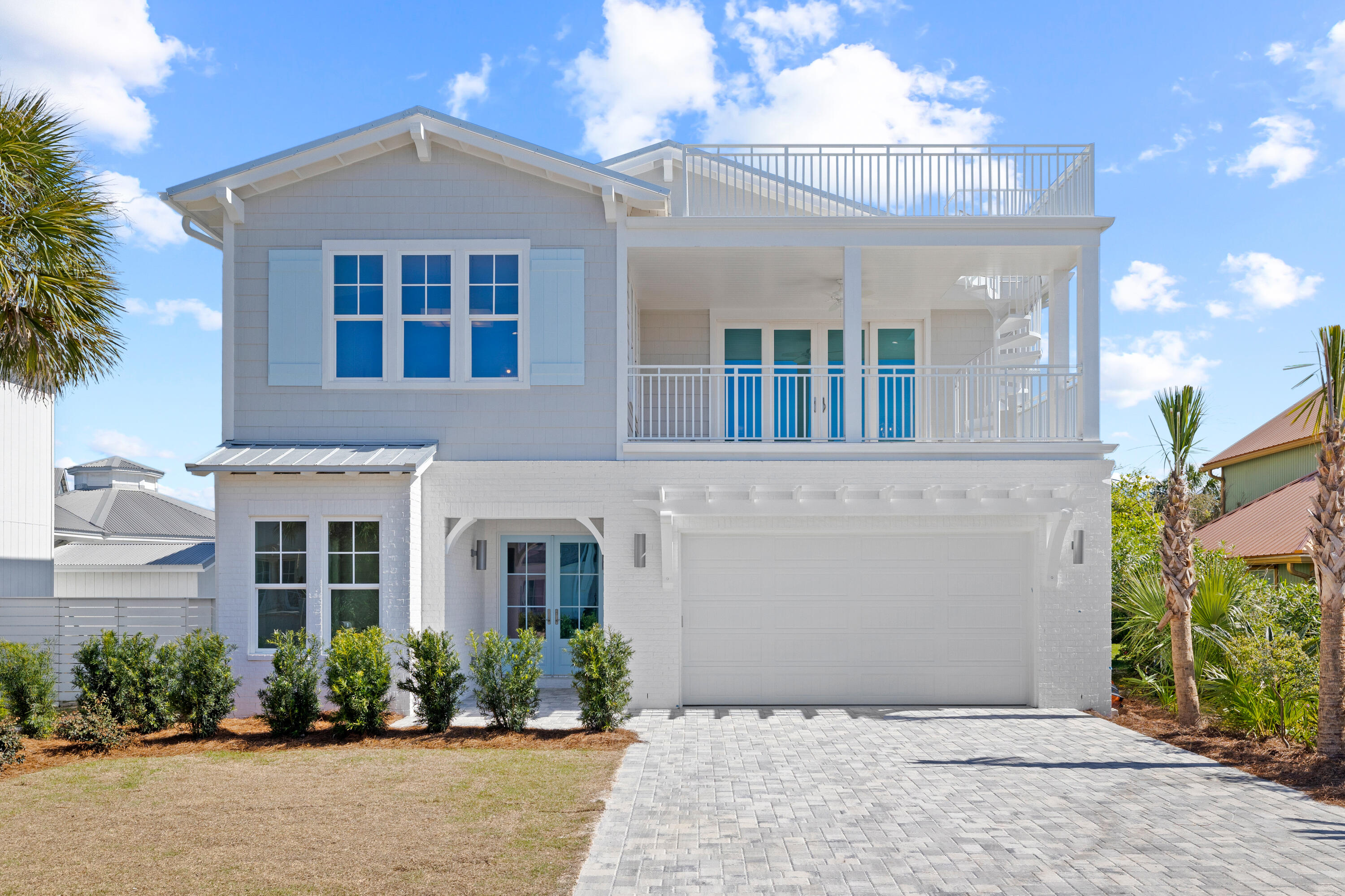 Newly Built Home with Every Upgrade Imaginable!  Rarely does an opportunity present itself to acquire the most enviable and exclusive property in this non-rental, gated community, with a deeded beach access, and located just adjacent to Alys Beach. Magnificent gulf views consume the top deck of this meticulously finished property. Sliding glass doors create a seamless flow from the vast dining, kitchen, and living areas to the expansive deck perfect for entertaining. Beamed ceilings and 4-inch white oak floors add a dramatic tone to the all-encompassing view. Enjoy the comfort and privacy of your backyard oasis while taking a dip in the pool or dive into the surf, just a few sandy steps away!