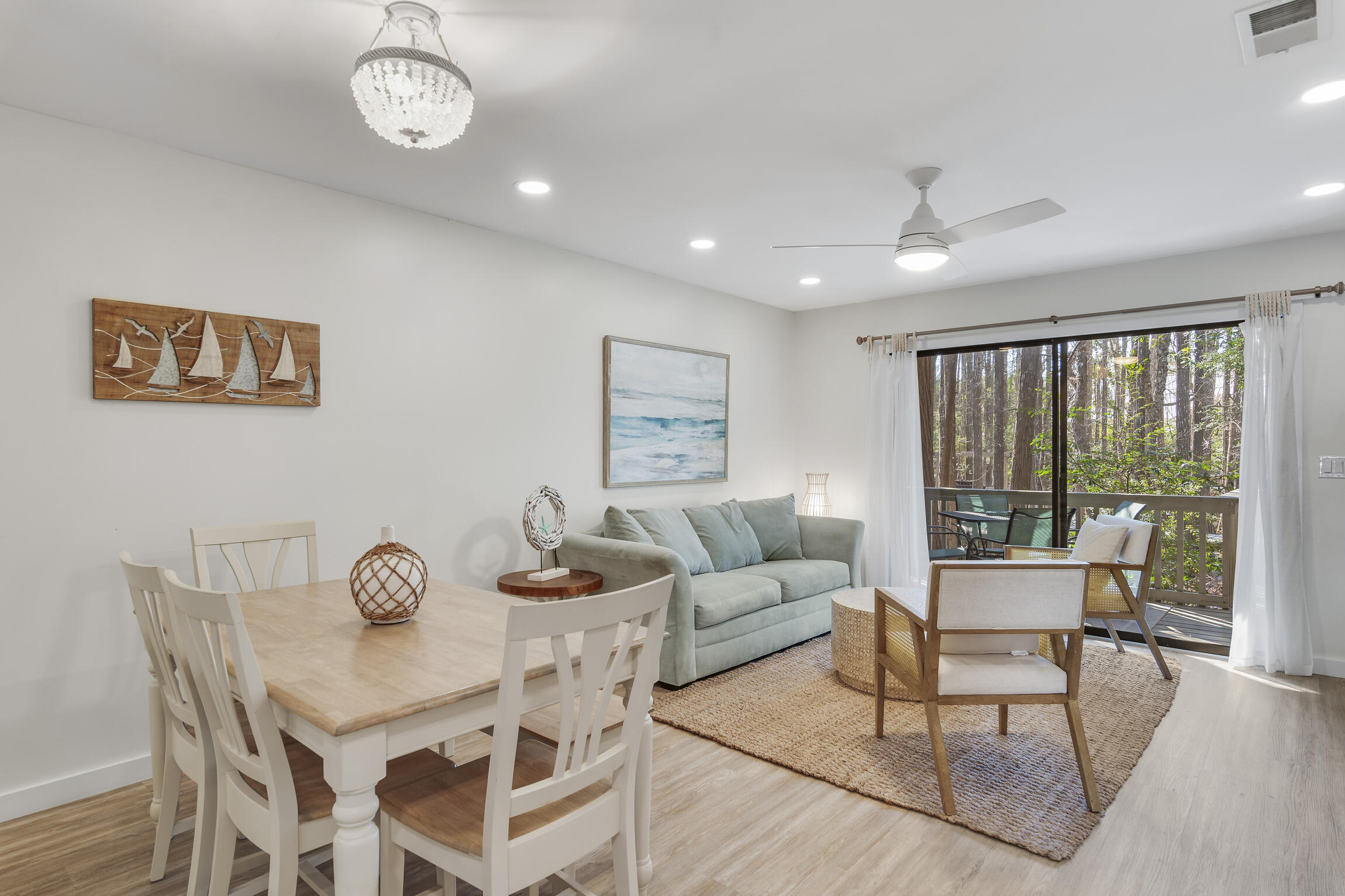 Welcome to this charming townhome located in Cassine Garden offering serene forest views from its 2 decks and providing a tranquil retreat in the heart of Seagrove Beach. With 2 bedrooms and 2 baths, this updated, turnkey, rental-ready home is the epitome of beachside living. Step inside to discover a fully renovated interior including new flooring, paint, lighting, ceiling fans, and remodeled bathrooms. The community amenities are a standout feature, including a pool, tennis courts, basketball court, and nature walk. Whether you're looking to relax by the pool or enjoy a friendly game of tennis, this community has something for everyone. For beach lovers, the proximity to One Seagrove Access means that beach access is just a short 8 minute stroll across scenic 30A. Seagrove Beach is known for its eclectic mix of old beach homesteads and newer cottages, offering a well-balanced menu of off-beach activities. From exploring Point Washington State Forest to browsing the beach shops and restaurants along Scenic Highway 30A, there's always something new to discover. Whether you're looking for a permanent residence, a vacation home, or an investment property, 32 Cypress Street, Unit 186, offers the perfect blend of comfort, convenience, and coastal charm. Don't miss the opportunity to make this pet-friendly home with private outdoor space your own. Experience the best of Seagrove Beach living - schedule a showing today!