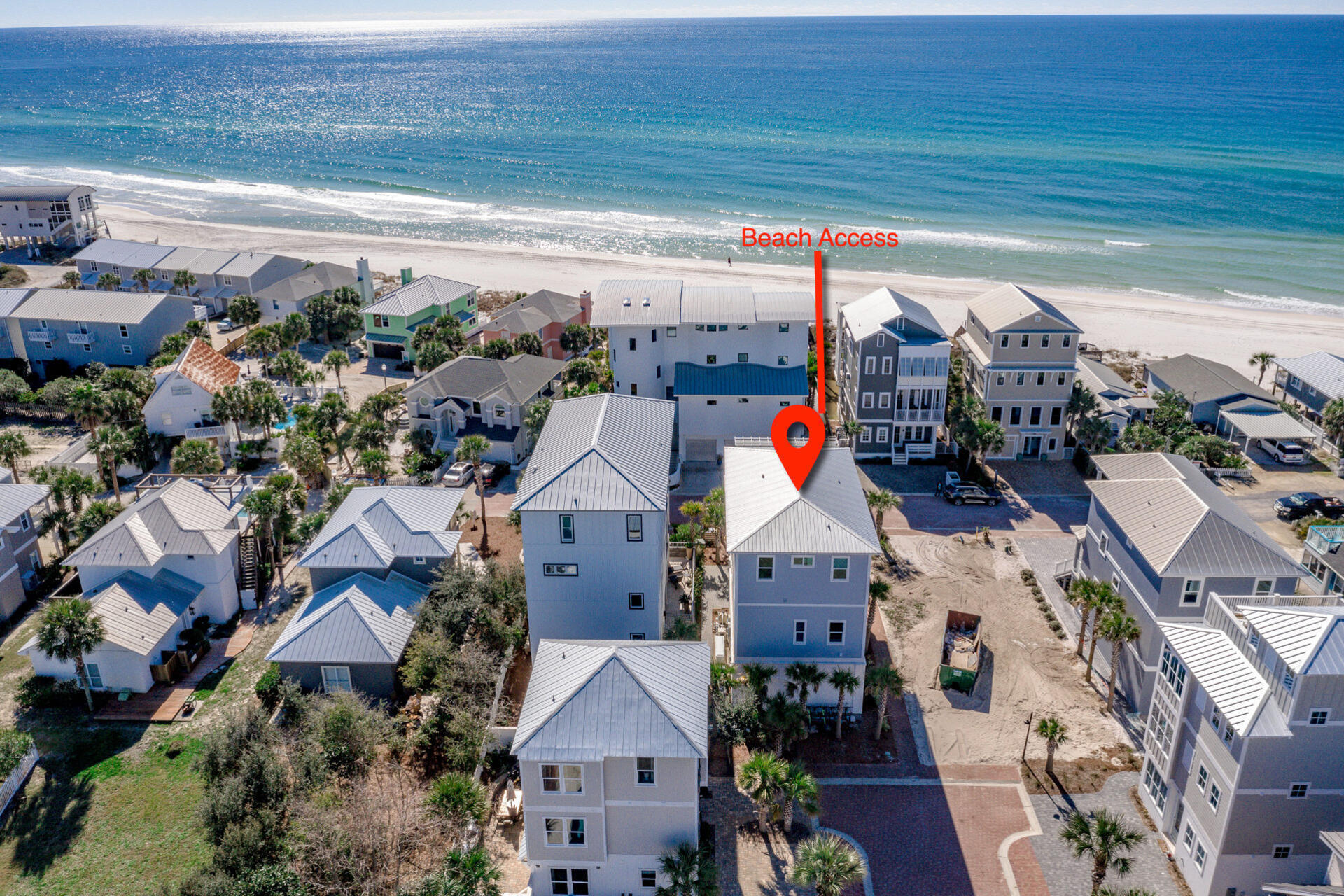 70 Emerald Cove is a meticulously constructed home where attention to detail is evident throughout!  Curb appeal, breathtaking views, functionality in the layout, and all of the amenities and features required for the discerning buyer.  The property is ONLY 15 STEPS from the beach access and has gulf views from all levels, with breathtaking south-western views from the main areas, master bedroom, pool and covered porch on the second level.  First level contains a one car garage with extra custom storage, a 10x10 heated salt-water pool, two bedrooms and an elevator.  The first floor is equipped with chiseled edge travertine laid in a French pattern, 10 foot ceilings and 8 foot doors, and nickle-gap shiplap wrapping the walls and a beautiful pecky cypress ceilings for that extra little touch These rooms share a full bath with designer tile and quartz counter-tops.  The second floor is where you and your guests will spend most of your time when not on the beach! When you reach the this level you are welcomed by abundant natural light, water views, 12 foot ceilings and a spacious layout for living and dining areas and a beautiful chef's kitchen.  The kitchen is equipped with Monogram stainless still appliances, and a gas range with a pecky cypress wrapped vent hood.  The south side of this floor contains a huge porch, large enough to hold all 16 people that this home is currently configured to sleep.  The porch also has a Blaze Marine Series Gas grill and mini fridge.  This nice amenity truly creates a seamless transition from indoor to outdoor living and entertainment.  Beautiful, rich hardwood floors line the second and third floors.  On the third floor, you have a guest bedroom with bath, a bunk room with 6 custom built-in bunk beds, an extra living area with pullout sofa, and the master bedroom.  The master sits perfectly for optimal gulf views through the windows!  In fact, you will wake up and go to sleep staring at the beautiful emerald green waters all while having the option to hear the waves crashing on the beach!  The master bath contains a huge 6x7 shower with three rain shower heads and a handheld.  This home is configured with everything...tankless water heater, sprinkler system, elevator, high end finishes like vintage brass pulls, dovetail construction solid wood cabinetry, professionally designed décor and furniture, plantation shutters and designer window treatments throughout.  70 Emerald Cove can be an excellent rental producer if that is what you are looking for, with rentals reaching 210k in 2020 even during the COVID shutdown. Property has already grossed over 300k in bookings for 2021!  Perfectly situated on a quiet street, but within a bike ride to Rosemary Beach, Thirty Avenue and the state park.   Considering the quality of construction, the location, the rental potential and the fact that you are merely steps away from the beach, this is one of the best homes you will find for the price in the 30A area.  Take a look now before it is gone!