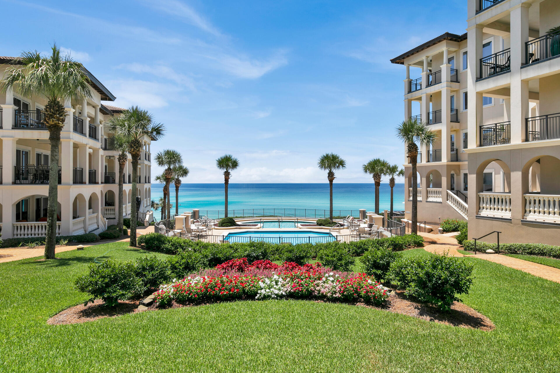 Welcome to B105 at Bella Vita, a coveted first floor walk out with gulf, pool and piazza views.  Enjoy the pleasure of porch and piazza as you experience the best of beach living in Blue Mountain Beach.  Ideal for a second home or primary residence as there is a minimum 30 day rental for new owners.  Rarely does a coveted first floor walk-out become available just steps from the beach, pool, owner's dog green space, and the Sunset Deck which is ideal for grilling and gathering. Coastal Elegance awaits you in this beautiful residence with a soothing color palette.  spacious kitchen, living and dining areas that are ideal for enjoying the family and entertaining.  The Master Bath features dual vanities, soaking tub, separate shower and water closet.   Quality interior delineations throughout include a gas fireplace, and kitchen designed by Linn's Prestige Kitchens with custom cabinetry including a 6 burner slide in gas range, beverage cooler, ice machine and Sub-Zero refrigeration.  Views unfold before your eyes overlooking the piazza's fountain which rises 61 feet above sea level, the highest point on the US Continental Gulf Rim.  Gated Bella Vita in Blue Mountain Beach comprises a total of 48 residences with 365 feet of beach on approximately 6 acres, a Great Hall with conversational seating, a Library, porte cochere and an excellent Fitness Center to encourage work out enthusiasts to stay fit while at the beach.  Convenient to Bella Vita on Blue Mountain Road is the 30A bike path, coastal towns, bike shop, restaurants, health food store, donut and ice cream shop and shopping. Don't miss this opportunity to own B105 at Bella Vita....the Beautiful Life where the lifestyle is all about family, entertaining and effortless beach living.