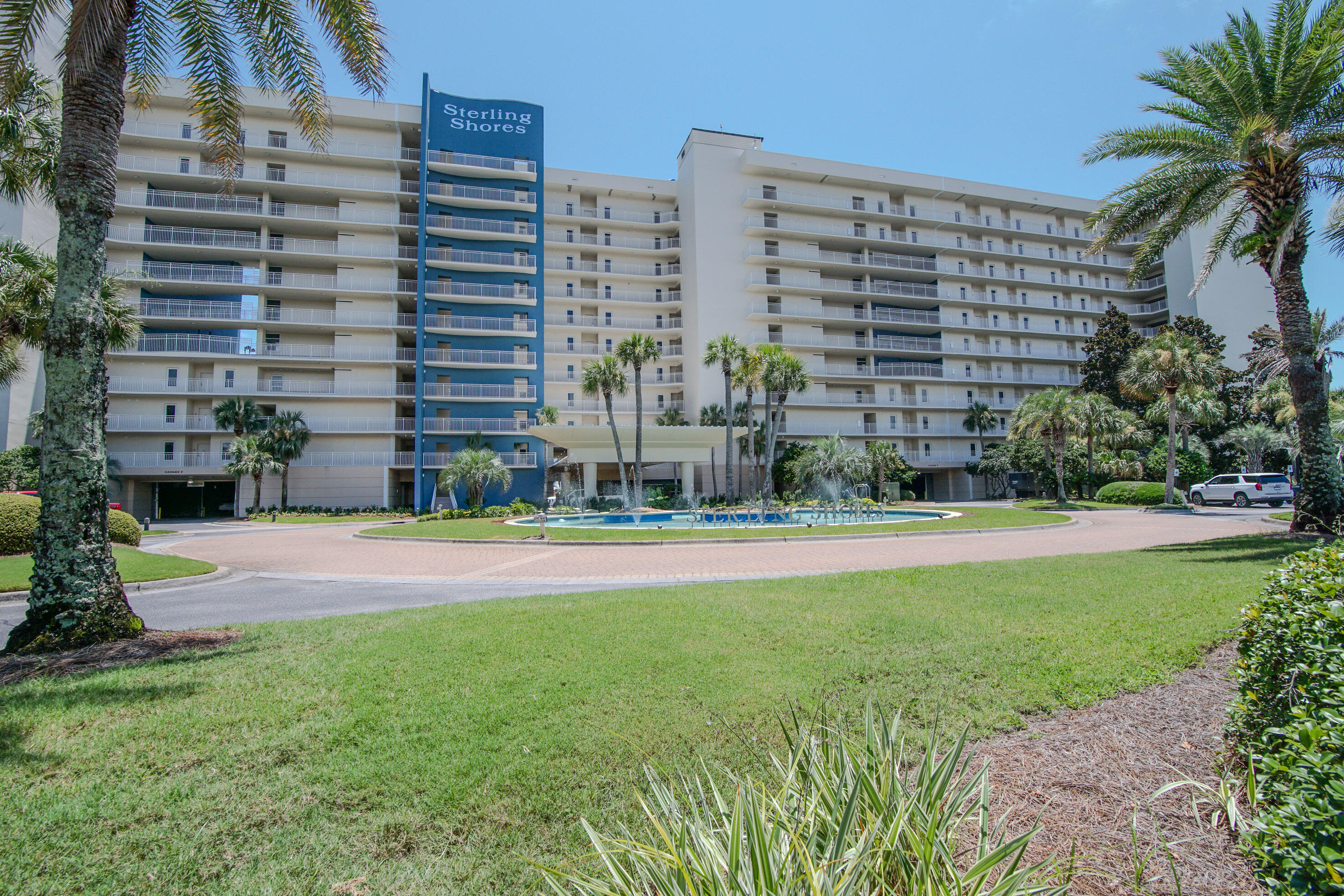 Endless beach views await at this 8th floor unit in the highly sought after Sterling Shores resort.  From the moment you enter the condo, you are met with views of the World's Most Beautiful Beaches.  The open concept living/dining/kitchen are perfect for friends, family and guests. The master bedroom opens up to the large balcony, offering the same beautiful oceanfront views.  Sterling Shores offers many amenities, with multiple pools and dedicated beach access, making it a popular resort for owners and vacationers.  The resort is walking distance to a half dozen restaurants, and 2 blocks from shopping and grocery stores.  Make your appointment today!