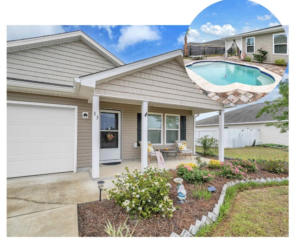Looking for a home with a pool in DeFuniak Springs, Florida that actually makes you want to stay home? This 3-bedroom, 2-bath home with a 2-car garage checks the boxes--and then adds a few you didn't know you needed. The light-filled, open layout flows easily for everyday living, while the split-bedroom design gives everyone their own space.
But let's talk about where this one really shines... the backyard. Fully fenced, beautifully set up with a private pool, paver patio, and a covered outdoor living space with soft draping that feels like your own personal escape. Morning coffee, afternoon lounging, or hosting friends--this space handles all of it effortlessly.
Inside, you'll find clean finishes, flexible space for a home office, guest room, or hobby area, and a layout that just makes sense.
If you've been waiting for a home in DeFuniak Springs with a pool and a backyard that actually lives well--this one is worth a closer look.
