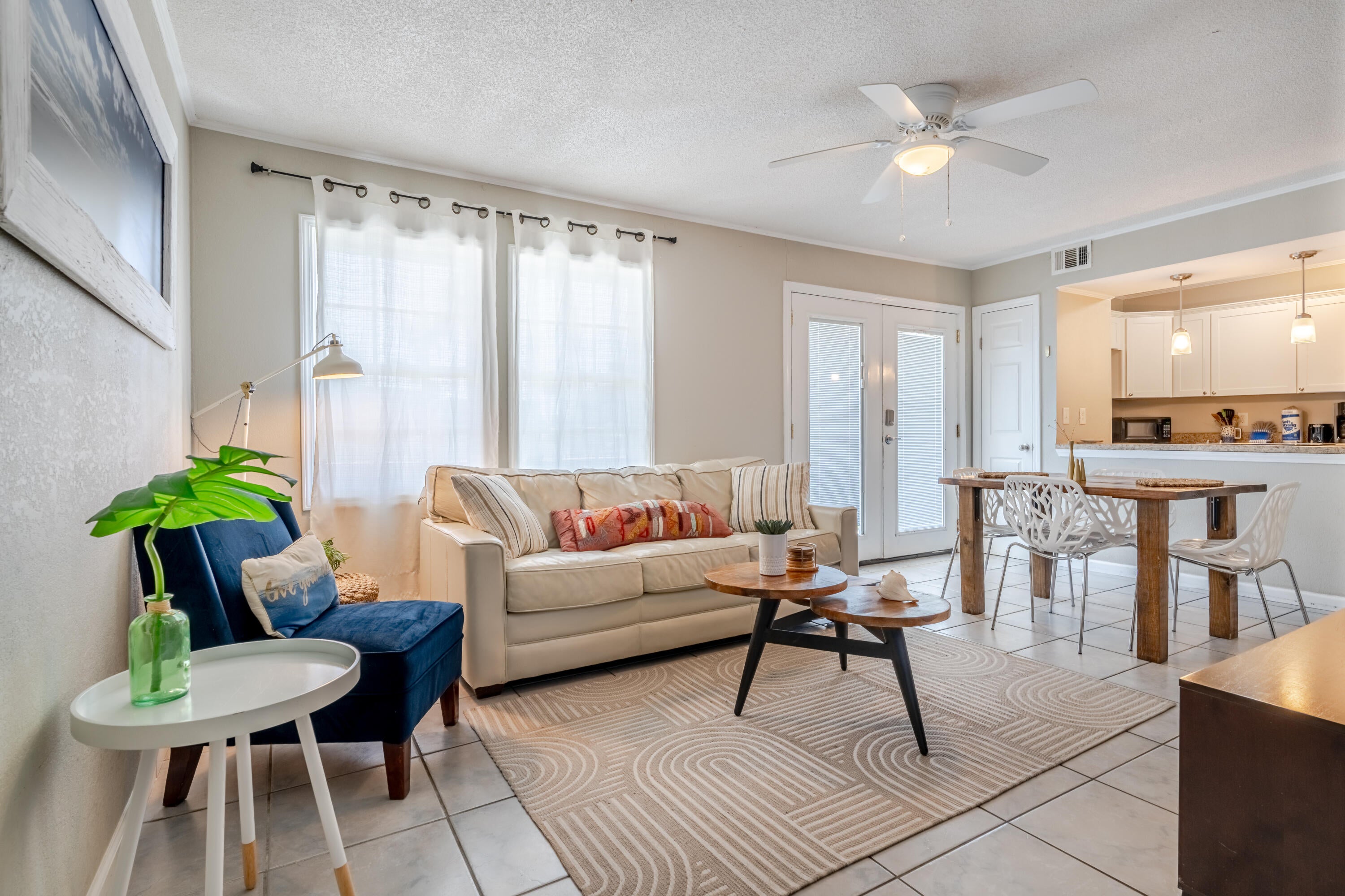 Motivated Seller! Easy Access Ground Floor condo 1 BR 1 BA, patio & laundry room, used as Short Term rental, sold fully furnished. Located just 0.8 miles from public beach access. Clean and upkept, LVP and tile floors, stainless steel appliances, ready for next owner. 
Locals & Tourists Love the Place and the amenities that are available in the complex. Gulf Terrace is a Pet Friendly Community, Free Parking, No Flood Zone, NO RENTAL RESTRICTIONS!  Community Features: two gated entrances from HWY 98 and Airport Rd, Access to 3 swimming pools, Tennis/Pickleball court, Dog Park, EV chargers, maintained green areas, BBQ, picnic tables & a lake. 
No special assessments, the HOA is $602/ Month Includes: building insurance and exterior maintenance, water, internet, sewer, trash, landscaping, and maintenance of pools and gates.