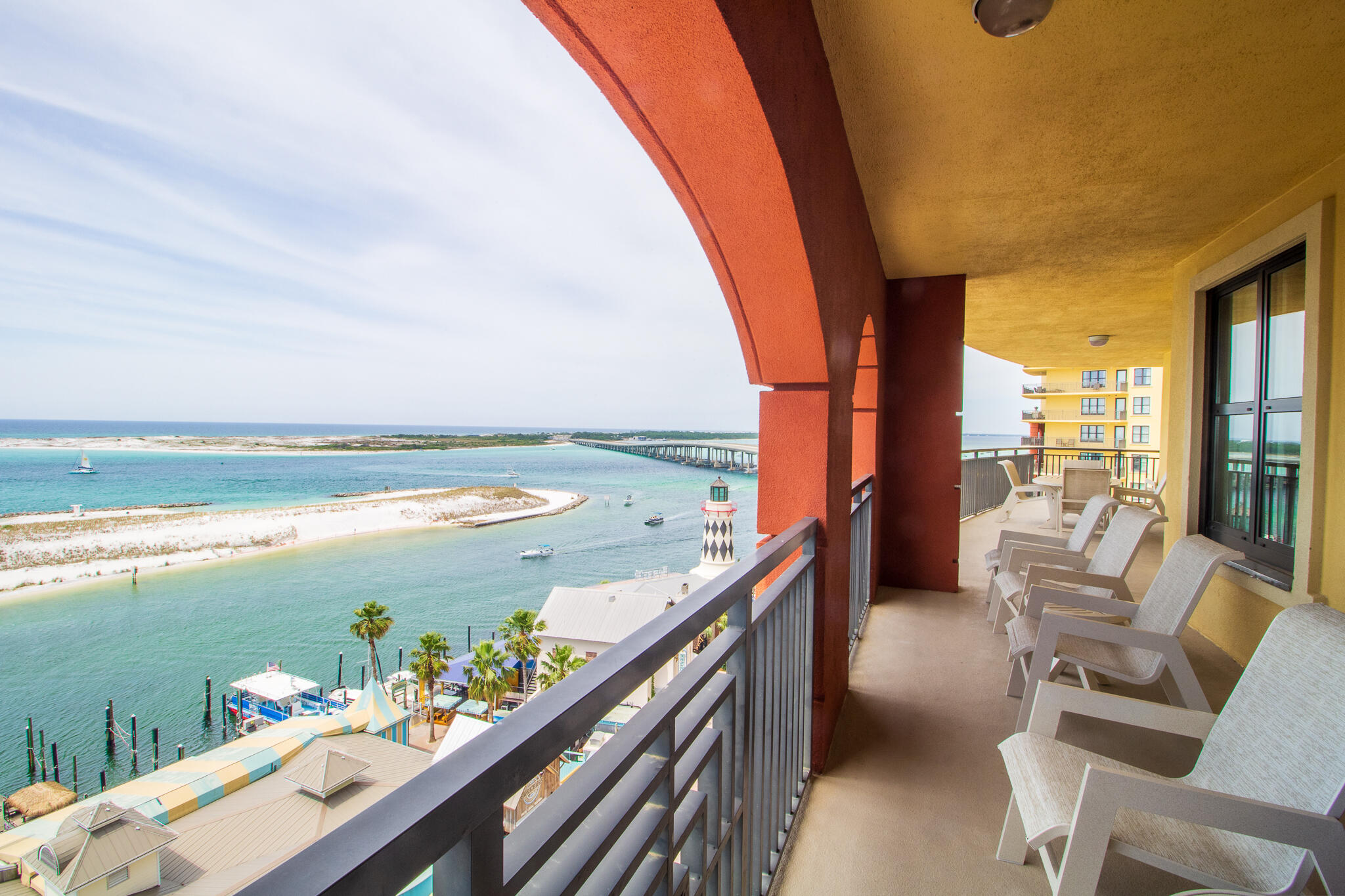 This fractional ownership opportunity provides a 1/8 share with 6 weeks of usage, allowing you to experience Destin year-round. This stunning 3-bedroom, 3-bathroom corner condo boasts breathtaking water views of Destin Harbor, East Pass, the Gulf, and Crab Island. Enjoy 500+ sq. ft. of balcony space to soak in the scenery. Amenities include a pool, 2 hot tubs, spa, fitness center, 24-hour front desk, bell service, onsite dining with room service, and beach service with chairs and umbrellas. Conveniently located just an elevator ride from HarborWalk Village's vibrant shopping, dining, and entertainment. Use weeks for 2026 are Feb 6-13, Apr 3-10, Jun 26-Jul 10, Sep 25-Oct 2, and Nov 20-27.