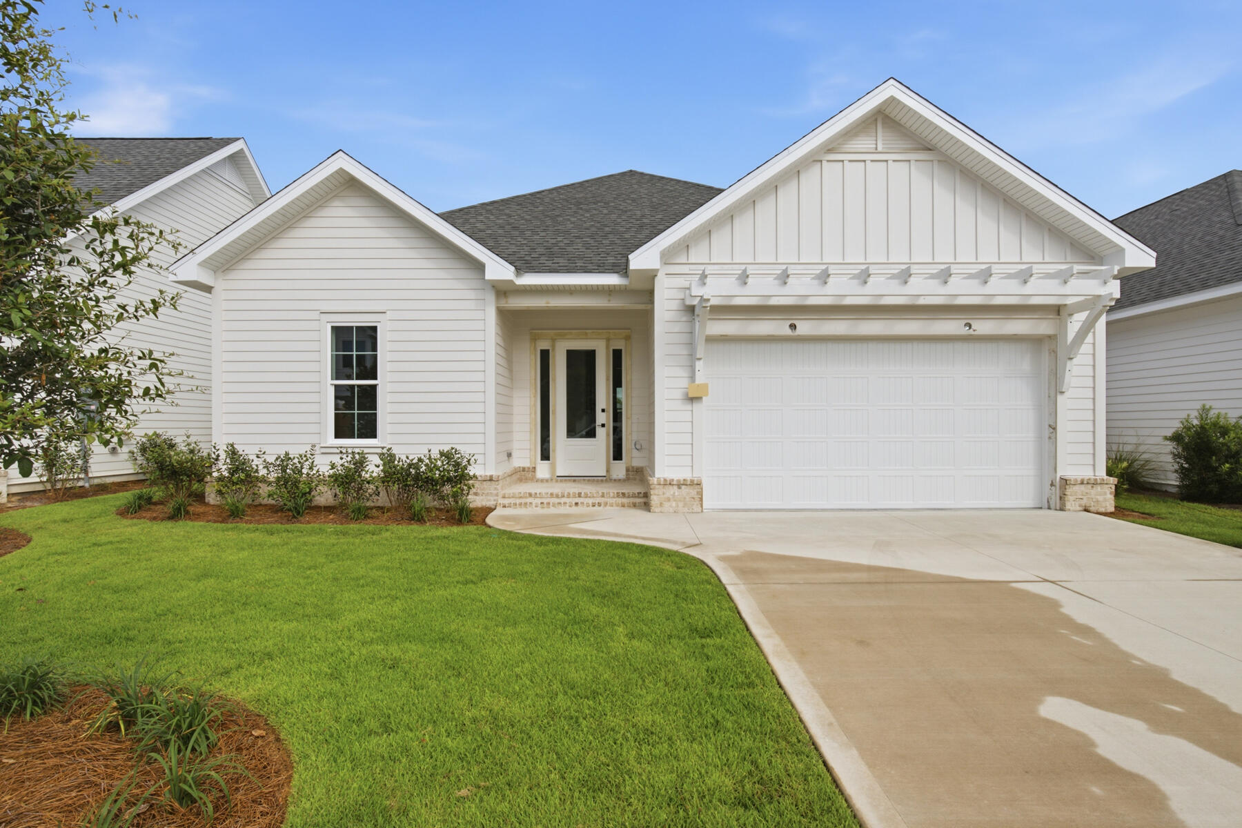 Welcome to the Alana II, a thoughtfully designed residence located in the Longleaf Park neighborhood of Watersound Origins. Offering 1,570 square feet of heated and cooled living space, this single-level home features 2 bedrooms, 2 full baths, a dedicated study, a private screened rear porch, and a 2-car garage--blending comfort and functionality.

The open-concept living, dining, and kitchen areas create a bright and inviting central gathering space, enhanced by 10-foot ceilings, crown molding in the main living areas, and durable luxury vinyl plank flooring. The kitchen is appointed with quartz countertops, stainless steel appliances, soft-close wood cabinetry, and a stylish backsplash, offering both beauty and everyday practicality. Privately positioned at the rear of the home, the Owner's Suite features a spacious walk-in closet and a well-appointed bath with tiled shower, quartz vanity, and quality finishes throughout. A secondary bedroom and full bath near the front of the home provide comfortable accommodations for guests, while the dedicated study offers flexibility for a home office or additional living space.

Outdoor living is equally inviting with a screened rear porch featuring heirloom brick detailing, creating a relaxing space to enjoy the surrounding neighborhood setting.

Additional highlights include energy-efficient construction, impact-rated materials, professional landscaping with irrigation.

Estimated completion: end-June 2026

Located within Watersound Origins, residents enjoy access to exceptional amenities including the Origins Golf Course, Village Commons resort-style pool, fitness center, sports courts, scenic trails, and Watersound Town Center--all just a short golf cart ride away.