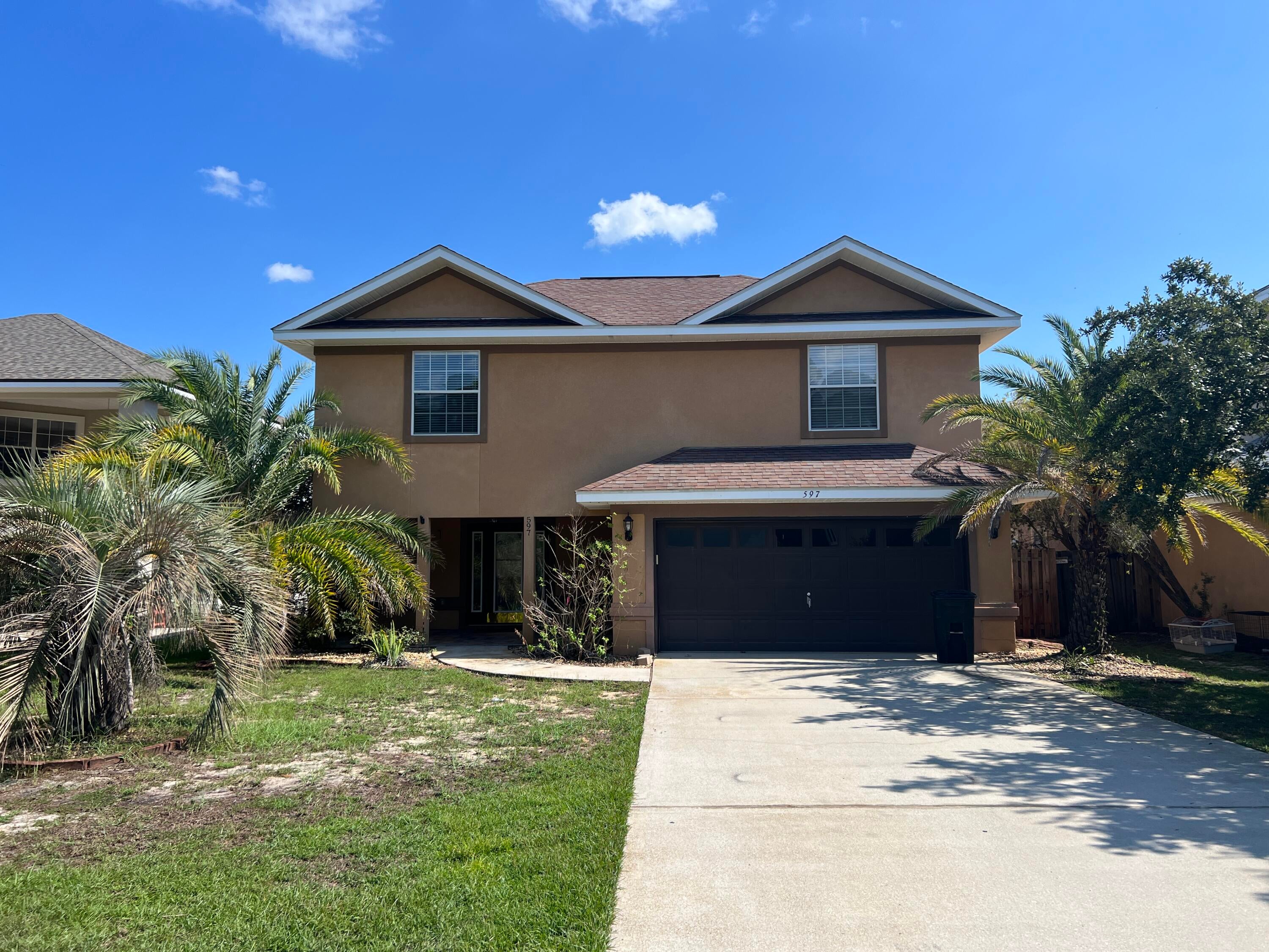 Discover comfort and convenience in this inviting 3-bedroom, 2.5-bath home nestled in the popular Driftwood Estates community of Santa Rosa Beach. From the moment you step inside, you'll be welcomed by an abundance of natural light and soaring ceilings that create a sense of openness and warmth throughout.

The primary suite is tucked privately on the first floor, making it ideal for ease of living. The heart of the home features a spacious open-concept layout, where the kitchen, dining, and living spaces flow seamlessly together. A granite-topped breakfast bar serves as the perfect gathering spot for morning coffee, casual meals, or chatting with guests while you cook.

The kitchen is both stylish and functional, featuring stainless steel appliances, granite countertops and open views into the sweeping two-story living room, where tall windows and vaulted ceilings add a dramatic and airy feel.

Upstairs, a cozy loft-style sitting area offers a perfect nook for reading, homework, or a second lounge space. Two generously sized guest bedrooms and a full bathroom provide plenty of room to spread out.

Step outside to your own private backyard retreat, complete with a brick paver patio shaded by a charming wood pergola, a lush grassy area, and a handy storage shed ideal for weekend barbecues, garden projects, or simply unwinding at the end of the day.

Located just minutes from beaches, schools, and dining, Driftwood Estates offers a true sense of community with amazing amenities like a resort-style pool, tennis courts, a waterfront park, playground, picnic pavilion, BBQ grills, and even fishing spots. Whether you're relaxing at home or exploring the neighborhood, this home has it all.

Call 850-729-0399. View rental requirements or apply at www.RentwithBSR.com.
No smoking or vaping. A small dog may be allowed with some restrictions and a $400 non-refundable pet fee.
FEES: $50 per adult 18+ application fee, Landlord Liability Policy (if proof of Renter's coverage is not provided) $15/mo, Pest Assurance pest control policy $20/mo.
