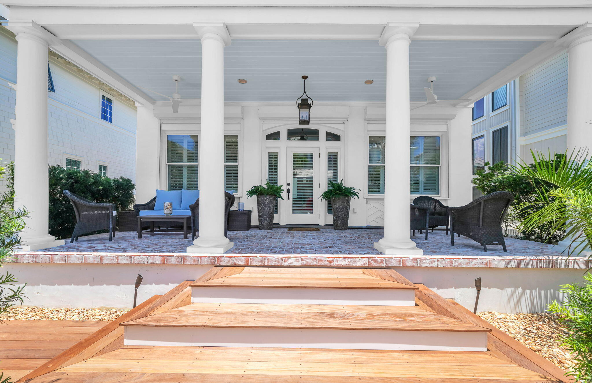 Home is located in the Gulf front community of Carillon Beach. This fabulous beach home could be your ''perfect'' second home or an excellent vacation rental home. It is not currently a rental but has a good rental history. The house is across the street from the beach crossover. The home has double loaded front porches, two large Master Bedrooms upstairs with ensuite bathrooms, a first floor guest room, an additional bunk room, full bath, living room, dining area, wet bar, and great kitchen with island. Lot is large enough for a guest house, pool or garage