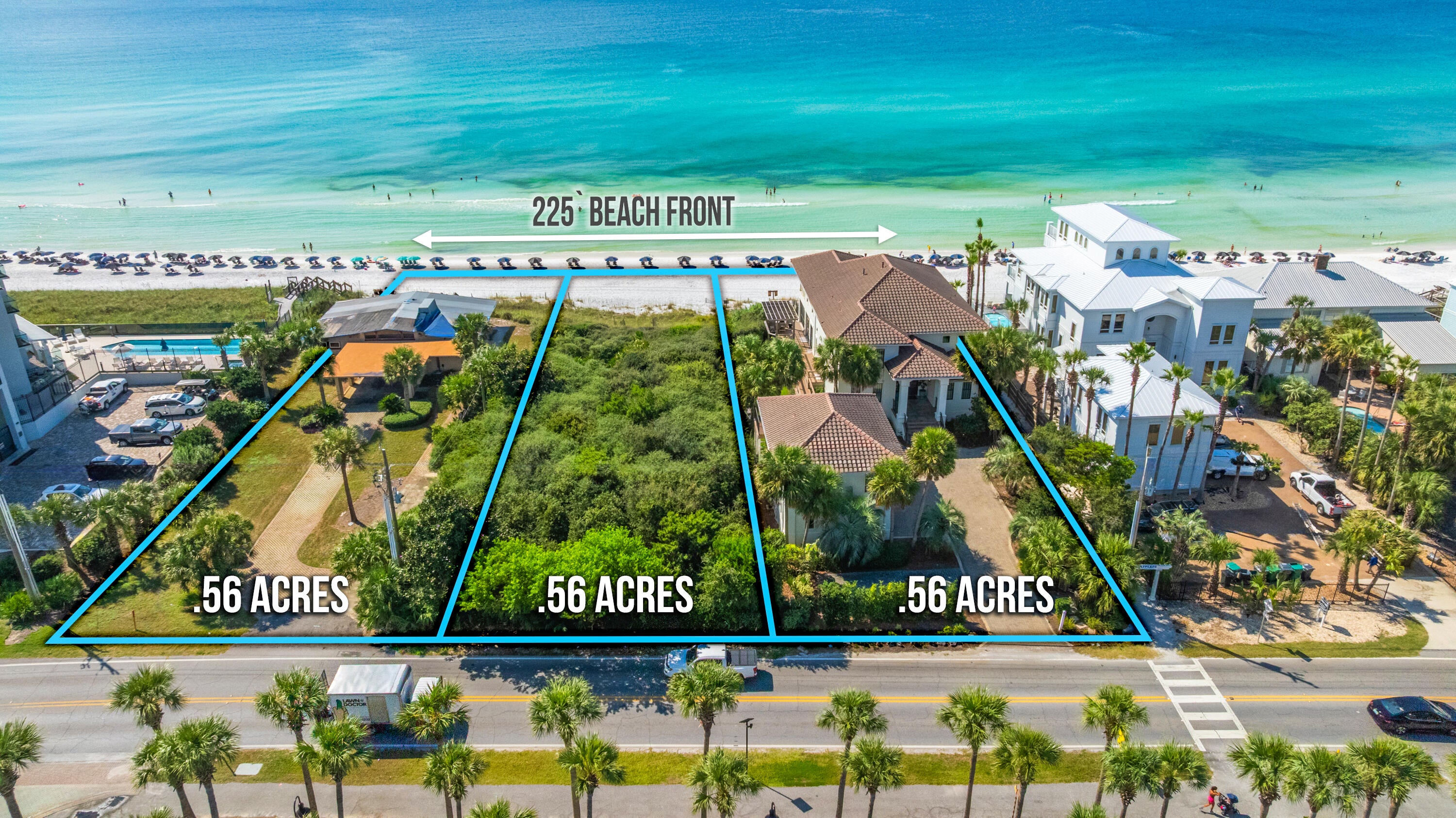 PRICED TO SELL!  A World-Class Prime Opportunity to purchase 225 Feet of Gulf Front Property! Introducing one of the most extraordinary estates ever offered for sale along Scenic Highway 30A, spanning an irreplaceable 225 feet of pristine Gulf Frontage. This remarkable assemblage combines three contiguous 75-foot parcels into a single private beachfront estate. This is a once-in-a-lifetime opportunity along Scenic Hwy 30A. The property includes a luxurious Gulf-front residence with a carriage house, and two adjoining Gulf-front lots. The Gulf-front residence has multiple years of proven vacation rental income! Together, these parcels create a canvas for your vision with  sweeping Gulf views, gorgeous dunes, and sugar-white sands with private beach to the mean high water line.