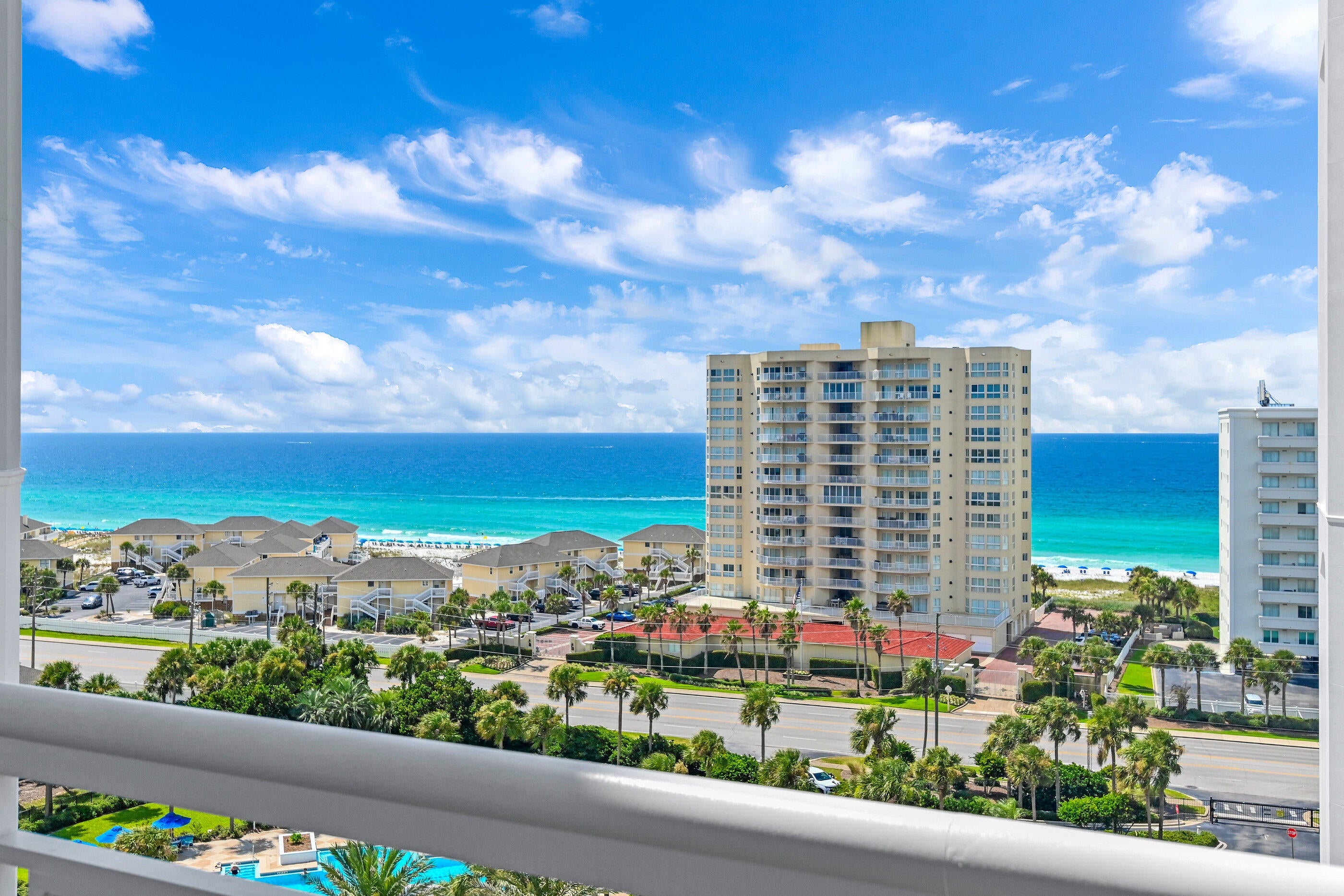 Luxury 8th-Floor West-Corner Harbor Landing Residence with Panoramic Water Views Overlooking Destin Harbor, Gulf & Bay.

Welcome to Harbor Landing 801A, a spectacular 8th-floor, west-corner residence offering some of the most impressive views in the community. With no residence above and a spacious wraparound balcony, this home provides a front-row seat to everything that makes the Destin lifestyle so special. Enjoy year-round sunsets stretching across the bay, Gulf and Destin Harbor, along with direct, unobstructed views of the summer fireworks, passing boats and the lights and activity of the Harbor nightlife after dark.

Offered furnished, the residence features tile flooring throughout and an upgraded kitchen with updated countertops. The spacious master suite is complemented by a beautifully upgraded master bath featuring an oversized walk-in shower and separate soaking tub. The generous floor plan, 10-foot ceilings, 9-foot doors and oversized rooms and hallways give 801A the feel and comfort of a single-family home while providing the convenience of condominium living. A covered parking space in the building is also included with the sale.

Harbor Landing offers a lifestyle that is difficult to duplicate in Destin. This gated waterfront community features a private marina, deeded beach access directly across the street and the ability to call the Destin Water Taxi right to the community marina for an easy ride to HarborWalk Village, restaurants and entertainment. For those who love life on the water, you can step right out and go fishing to catch your own dinner, then bring it home and cook it fresh in your own kitchen. Whether you're watching the sun disappear over the water, enjoying fireworks from your own wraparound balcony, heading across the street to the beach, fishing from the marina, or catching the Water Taxi for a night on the Harbor, 801A puts the best of Destin right outside your door.