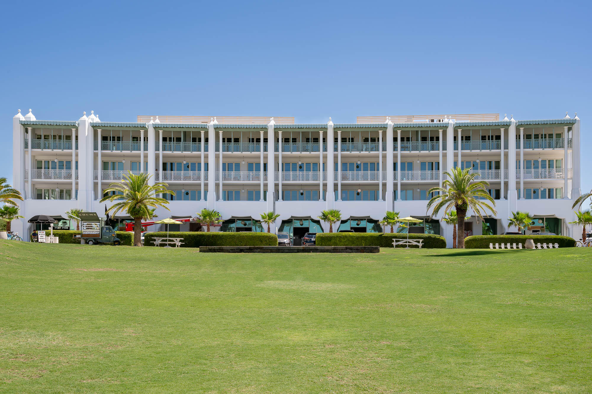 Welcome to Alys Beach and Della Condominium Residence 207. This exceptional 2nd-floor property is located in the heart of Alys Beach's Town Center overlooking the iconic amphitheater and highly sought after restaurants and retail stores.

This stunning two-bedroom, 2 ½ bathroom residence boasts an expansive 1,638 square feet of luxurious living space, perfect for those seeking both comfort and style.  Exquisite furnishings are in keeping with the Alys Beach lifestyle.  This desirable corner property was designed by the acclaimed architectural firm Moule & Polyzoides.
As you step inside, you'll be greeted by a seamless flow between the kitchen, dining, and living areas, all enhanced by elegant stone flooring and beautifully crafted Venetian Plaster walls and ceilings. The heart of this residence opens onto a remarkable southern facing balcony, ideal for sunrise coffee or sunset gatherings.  Enjoy Alys beach concerts and holiday fireworks from your private balcony.
The primary bedroom is an oasis within itself having beautiful stonework countertops for the dual vanities plus a walk-in closet.  The guest suite offers privacy from the main living areas that guests will appreciate.
The Della Condominium Residence 207 is not just a condominium; it's a lifestyle. Residents enjoy close proximity to Alys Beach's acclaimed amenities, including the Caliza Pool & Restaurant, Zuma Wellness Center, the exclusive Private Owners Beach Club, and the new Silva Pool & Restaurant.

Della Residence 207 offers turnkey availability and participates in the Alys Beach Rental Program for immediate rental income.  Della Residence 207 is an exceptional property that will satisfy your ownership needs.  It is your time to enjoy the coastal lifestyle that Alys Beach provides.