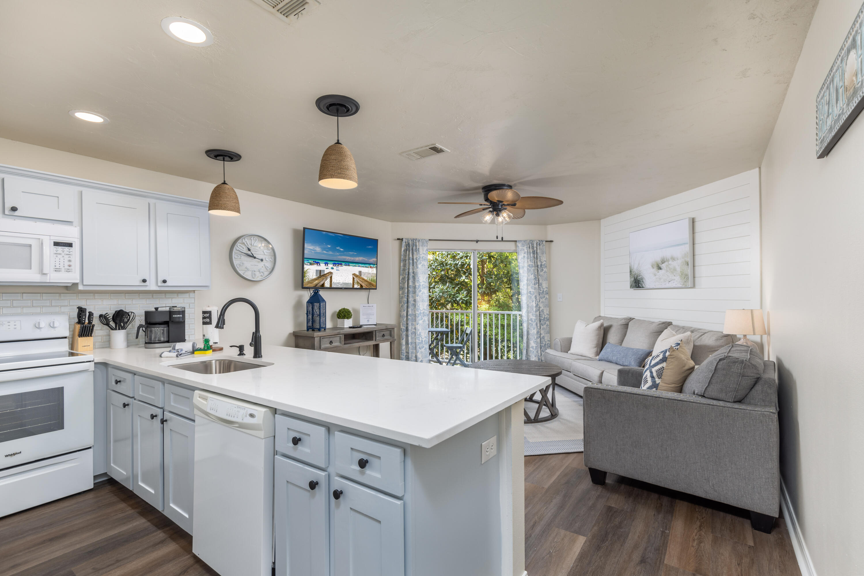 Turnkey, rental-ready, and perfectly positioned for both income and lifestyle--this fully renovated 1-bedroom, 1-bath condo at Gulfview offers an exceptional opportunity along the sought-after South Walton corridor.  Located on the 2nd floor, this thoughtfully designed unit comfortably sleeps up to six guests, featuring built-in hallway bunk beds that kids love and a pull-out sofa for additional accommodations. The interior has been completely refreshed with modern finishes, including durable luxury vinyl plank (LVP) flooring, fresh coastal-inspired paint, new countertops in both the kitchen and bath, a beautifully tiled walk-in shower, and stylish new furnishings--making it truly move-in or rental ready from day one. This property isn't just about looks--it performs. With a strong rental history over the past three years, it's a proven income-producing asset ideal for investors seeking consistent returns in a high-demand beach market.  Gulfview amenities enhance the guest experience with two community pools (one heated seasonally for year-round enjoyment) and a relaxing hot tub--perfect after a day in the sun. And the location is hard to beat: directly across the street, you'll find easy beach access to the sugar-white sands and emerald waters that make South Walton world-famous. Plus, you're just minutes from premier shopping, dining, and entertainment options along Scenic 30A.  Whether you're looking for a personal beach retreat, a high-performing short-term rental, or both--this updated Gulfview condo checks every box.