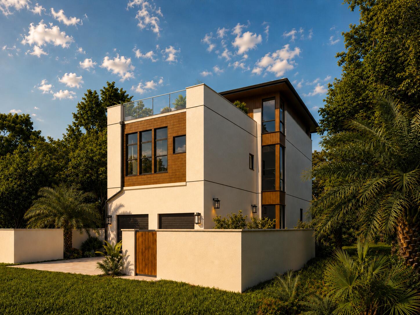 Located within the gated Seanest Village community along Scenic Highway 30A, 87 Sand Oaks Circle is a brand-new construction residence designed by esteemed architect Terra Nova Architecture, with careful attention to proportion, natural light, and livability throughout. Built entirely of concrete block with a stucco exterior and wood detailing, the home offers three levels of exceptional durability and refined modern coastal design. The home occupies one of the more enviable positions on 30A, situated along the edge of Point Washington State Forest for a private, natural backdrop, while sitting within easy reach of both ends of the corridor. Seanest Village provides residents with private deeded beach access, a gated entry, and a community pool. Seaside is moments away, and Eastern Lake is equally accessible for kayaking and paddleboarding. Whether your interests pull east toward Alys Beach and Rosemary Beach or west toward Grayton Beach, the central location makes either direction effortless. Direct entry to the Point Washington State Forest trail system rounds out an amenity package that is difficult to replicate elsewhere on the corridor.

The first level includes a spacious two-car garage, private elevator access, and two guest bedrooms, each with its own ensuite bath, offering comfortable accommodations with natural separation from the main living areas.

The second level features a spacious open-concept kitchen and living area designed for both entertaining and everyday living. The kitchen showcases an oversized island, a butler's pantry, and clean contemporary finishes, while the living room is anchored by a gas fireplace. Large glass sliders open to a covered balcony with a summer kitchen overlooking the state forest, creating a seamless indoor-outdoor connection with a genuine sense of quiet and privacy. A third guest bedroom with ensuite bath on this level provides additional flexibility for guests or family.

The third level is dedicated entirely to the primary suite. The bathroom features a wet room concept with a large walk-in shower and soaking tub, and the walk-in closet includes a dedicated washer and dryer. A flex space well suited as an office or workout room and a sun terrace with gas fireplace and views of the state forest canopy  and gulf complete the top floor, equally suited to quiet mornings and evening entertaining.