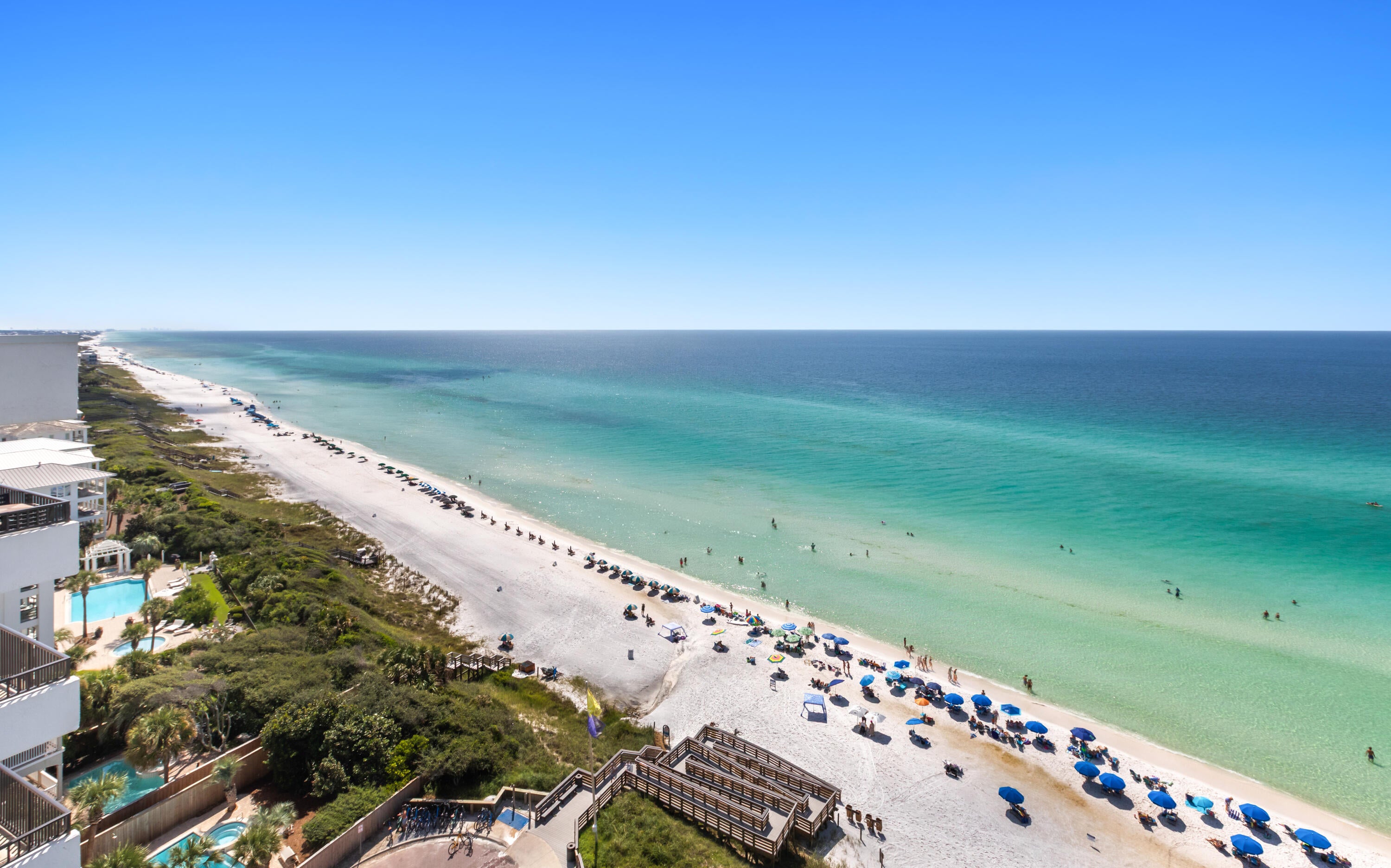 Gulf views from every room! Welcome to Unit 1404 at One Seagrove Place, where breathtaking views and effortless beach living come together. This beautifully upgraded 2-bedroom condo is being offered fully furnished and rental-ready, making it an ideal coastal retreat or investment opportunity.  Inside, you'll find a fresh, light-filled interior with inviting coastal décor and thoughtful upgrades throughout, including tile flooring, stainless steel appliances, granite countertops, and beautifully updated bathrooms featuring tiled showers and raised cabinetry. Whether you're enjoying your morning coffee, relaxing after a day at the beach, or watching the sunset, the stunning Gulf views are always the star of the show. Perfectly positioned in one of the area's premier beachfront properties, Unit 1404 offers the opportunity to own a turnkey slice of paradise. Pack your bags, bring your flip-flops, and relax--you're at the beach! Recent improvements to the property include a brand-new fire pit, comfortable seating areas, and grilling spaces for owners and guests to enjoy. One Seagrove Place is exceptionally well maintained, with a healthy reserve account and a reputation as a premier Gulf-front property in one of 30A's most desirable locations.  A complete renovation of the pool and decking slated to commence Nov 2026 and is already paid for by reserves - it's a $1.7M project that will greatly enhance the property.
