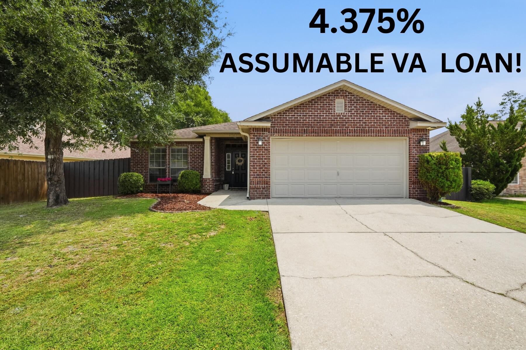 SELLER OFFERING $5000 CLOSING CREDIT TO BUYER! EXCELLENT LOCATION at the first red light in SOUTH Crestview!  Whether you're PCS'ing to the area, buying your first home, or simply looking for more space in a convenient location, this home is one you'll want to see! Easy commute to Eglin AFB, Duke Field, and 7th Special Forces Group, this home offers the perfect balance of comfort and convenience. Inside, the open-concept living, dining, and kitchen areas create a welcoming space that's perfect for everyday living, entertaining friends, or spending time with family. Large windows fill the home with natural light, making the main living area feel bright and inviting. Plus, brand new carpet giving the home a fresh new feel for its next owner. Conveniently located near shopping, dining, schools, and everything Crestview has to offer, this home is ready to welcome you! VA Assumable loan at 4.375%!