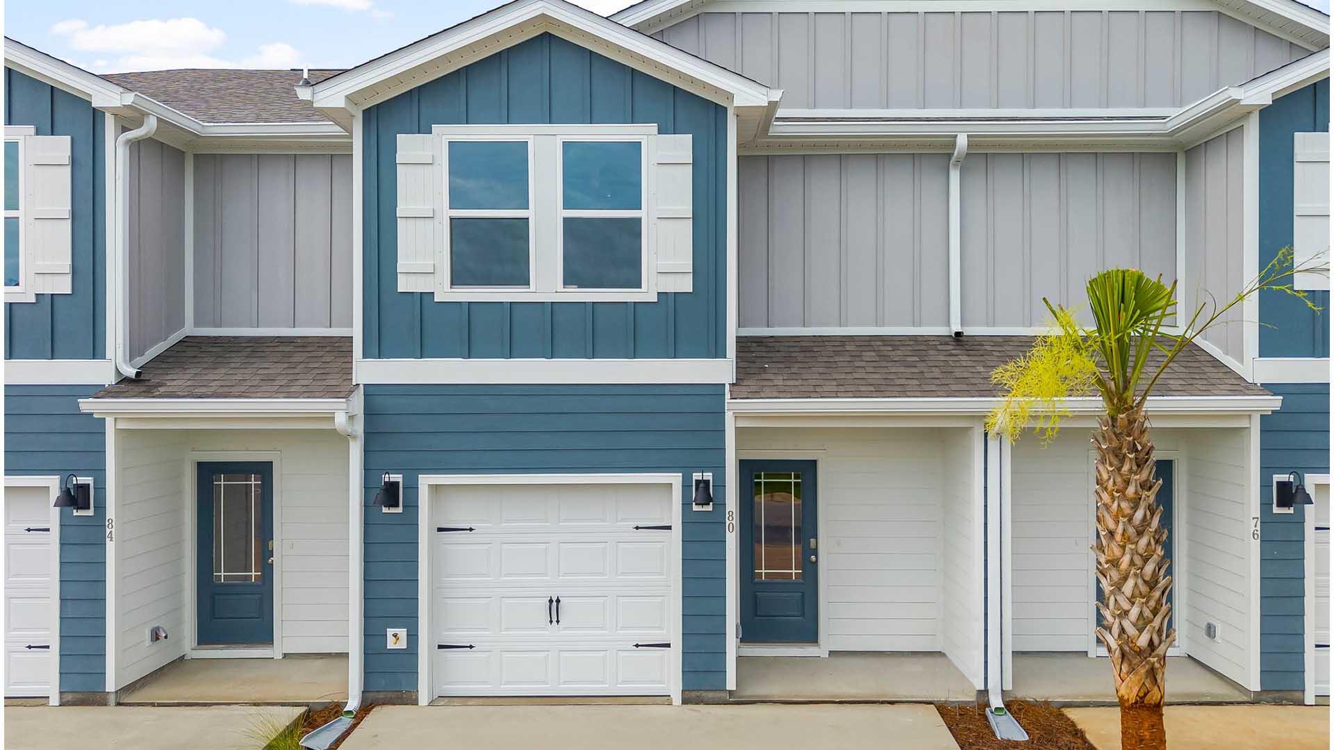 This two-story townhome is under construction and is located at the back of Phase II on a cul-de-sac street. The Palm Interior townhome has EVP flooring throughout creating a seamless transition between space and is designed for entertaining and everyday living. The kitchen is open and spacious with a center island and features quartz countertops and premium stainless-steel appliances including a smooth top stove, microwave and dishwasher.

The first floor is heart of this home, while the privacy of the second level holds all bedrooms, ensuring a quiet retreat. The primary bedroom has a generous size closet and a private bathroom with dual sink vanity, and ample linen storage, and a large shower. Additional bedrooms share a hall bath, creating a comfortable space.

A Smart Home Technology Package comes standard, featuring a Qolsys IQ touch panel for thermostat and lighting control, ensuring security and convenience with keyless entry KwikSet deadbolt. Exterior features of Hawks Landing townhomes are equally impressive, with Hardie® siding, composite shingle roofing with a 30-year warranty, and thoughtful lighting at the garage, front entry, and back patio. A landscaped front entry adds curb appeal and welcomes you to your very own slice of Florida paradise.