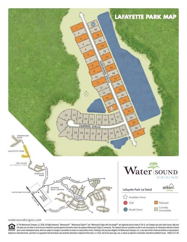 WATERSOUND ORIGINS - LAFAYETTE PARK (Longleaf Park - Phase 3 per Recorded Plat) - Residential