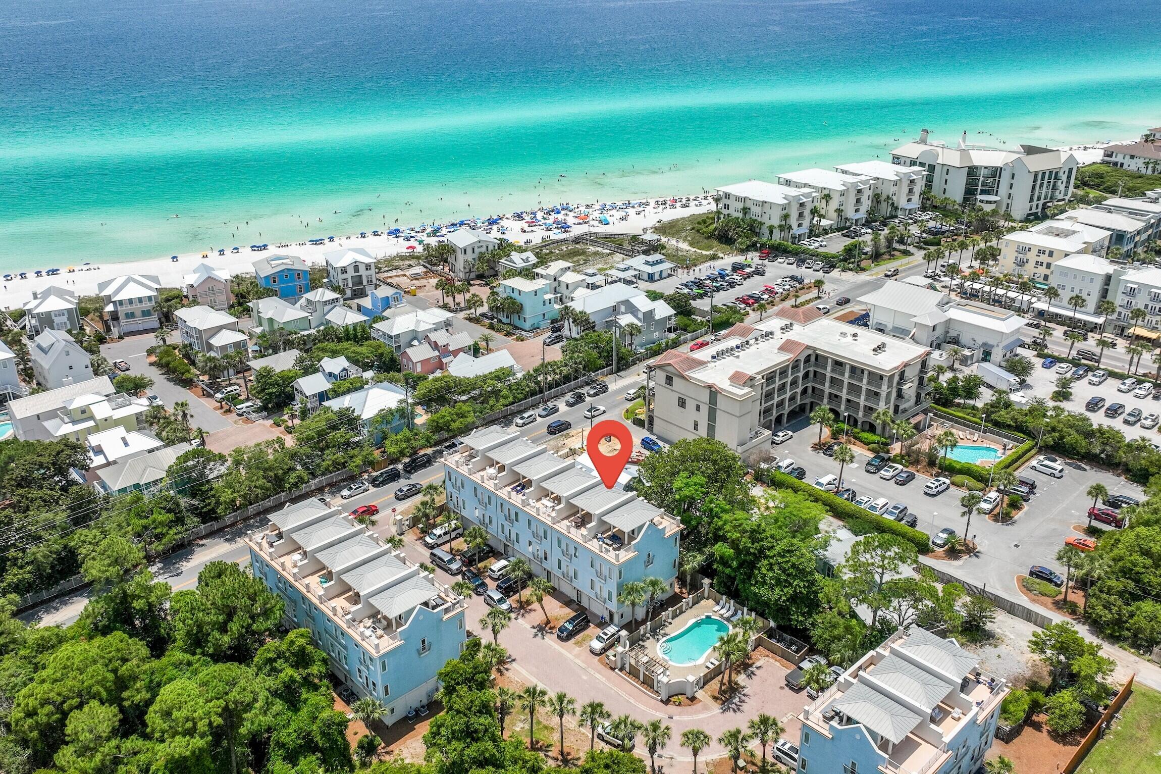 Owner did $90,000 in Gross Rental!  Prime Location + Unmatched Views + Walkability = The Ultimate 30A Investment! Perched in the heart of West 30A, this townhome offers the best of both worlds, a high-performing rental property and a personal getaway for your family. Forget the car, everything you need is just steps away. A huge public beach access (with restrooms!) is almost directly across the street, while local hotspots like Shunk Gulley, Papa Surf, and Gulf Place's shops and dining are within an easy stroll. The crown jewel? A 4th-floor rooftop terrace with panoramic Gulf views--perfect for sunrise coffees, sunset cocktails, or a round of cornhole with family and friends.