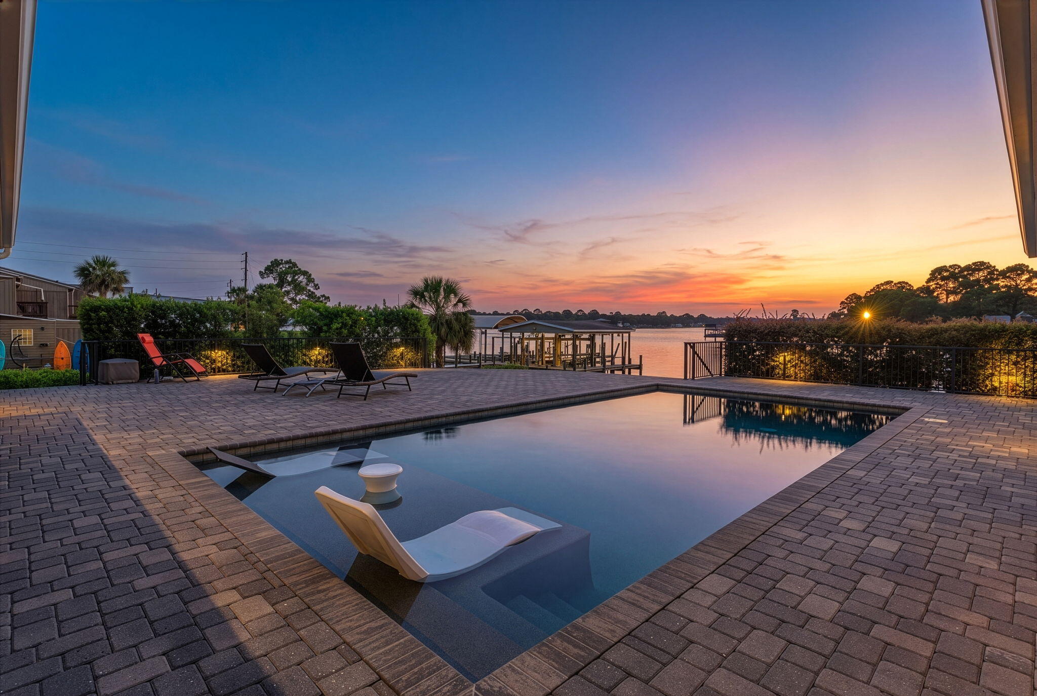 The Waterfront Life- Fort Walton Beach presents an exceptional 4-bedroom, 4.5-bath estate, privately positioned on nearly ¾ of an acre at the end of a quiet dead-end street. From the moment you arrive, the grand circular drive and expansive covered front porch set the tone for this remarkable property. Inside, a sophisticated open-concept, split-bedroom design is framed by breathtaking bayou views, with the primary suite and main living spaces thoughtfully positioned to capture the water and spectacular sunsets. The gourmet kitchen was beautifully remodeled in 2024 and features a generous breakfast bar designed for effortless entertaining, complemented by a spacious eat-in area. The luxurious primary bath has also been recently updated, creating a serene private retreat.

Outside, an extraordinary waterfront lifestyle awaits. The resort-style saltwater pool is surrounded by an expansive paver deck and complemented by an outdoor cabana and pool house featuring a private gathering room and full bath--perfect for entertaining well into the evening. Boating enthusiasts will appreciate the impressive private dock, designed to accommodate up to three boats and a jet ski, complete with both a boat lift and jet ski lift, as well as a private boat launch and beach. A screened porch extends the entire length of the home, creating an exceptional outdoor living space where you can relax, entertain, and take in panoramic bayou views and stunning sunsets. Additional amenities include an oversized garage with dedicated HVAC, a full bath, and an indoor workshop, offering an exceptional combination of functionality and luxury. Every detail of this waterfront retreat has been designed to embrace the beauty of its setting while providing an unparalleled lifestyle of privacy, comfort, and effortless entertaining. This is more than a home--it is a private waterfront sanctuary where resort-style amenities, exceptional craftsmanship, and breathtaking natural beauty come together.

New seawall 2025
