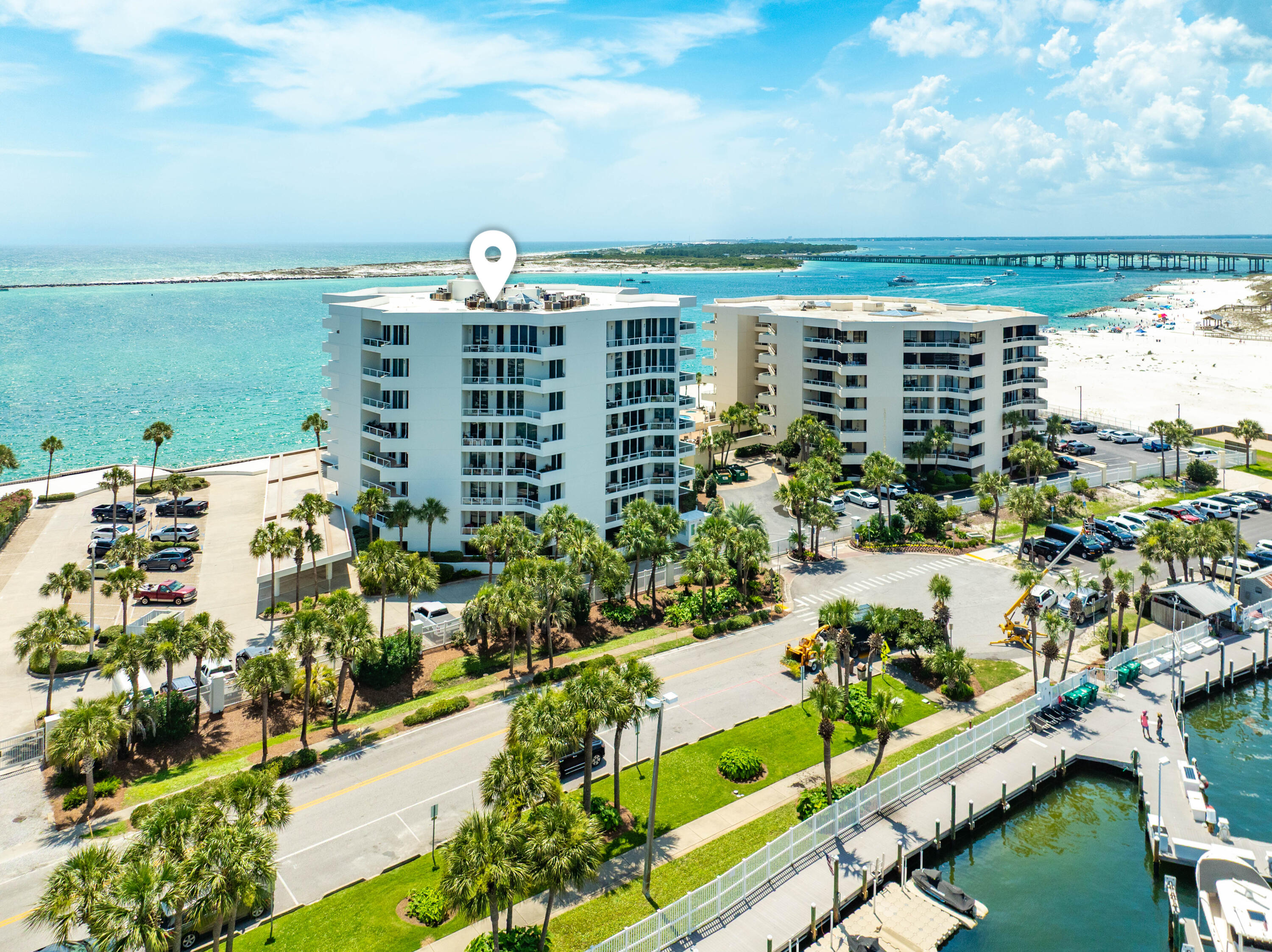 Penthouse Unit 726 at 110 Gulf Shore Drive presents a rare opportunity to enjoy the best of waterfront and beachside living in one exceptional property! DEEP-WATER BOAT SLIP can be purchased separately! Located within a non-short-term rental community, this residence offers a peaceful, owner-focused atmosphere along with an impressive collection of amenities. SIRS and Milestone reports completed and all assessments paid.

Providing convenient access to the Gulf and surrounding waterways for boating enthusiasts. Equally impressive is the expansive outdoor living space, featuring more than 600 square feet of balcony space ideal for dining, entertaining, or simply enjoying the coastal views and sea breeze.

Residents enjoy access to a private beach, beautifully maintained grounds, and a prime location near the area's renowned dining, shopping, and recreational attractions. Whether you're seeking a primary residence or a second home, Penthouse Unit 726 offers an exceptional coastal lifestyle with the rare combination of private beach access, deep-water boating, and generous outdoor living space.