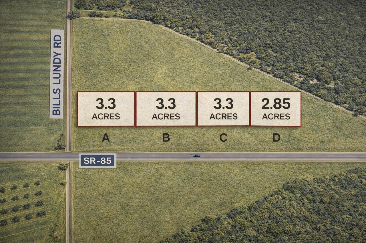 What an ideal location for a gas station/retail shops or both!  Beautiful 12.75 acres of cleared commercial property with 1700' of road frontage along Hwy 85. Zoned C-3. Ten miles to the nearest gas station to the north in Laurel Hill and five miles to the south in Crestview.  Large 200 housing development within two miles to the north and over 100 to the west .  With several others  nearby.  Can be subdivided.  Possibility of eminent domain.