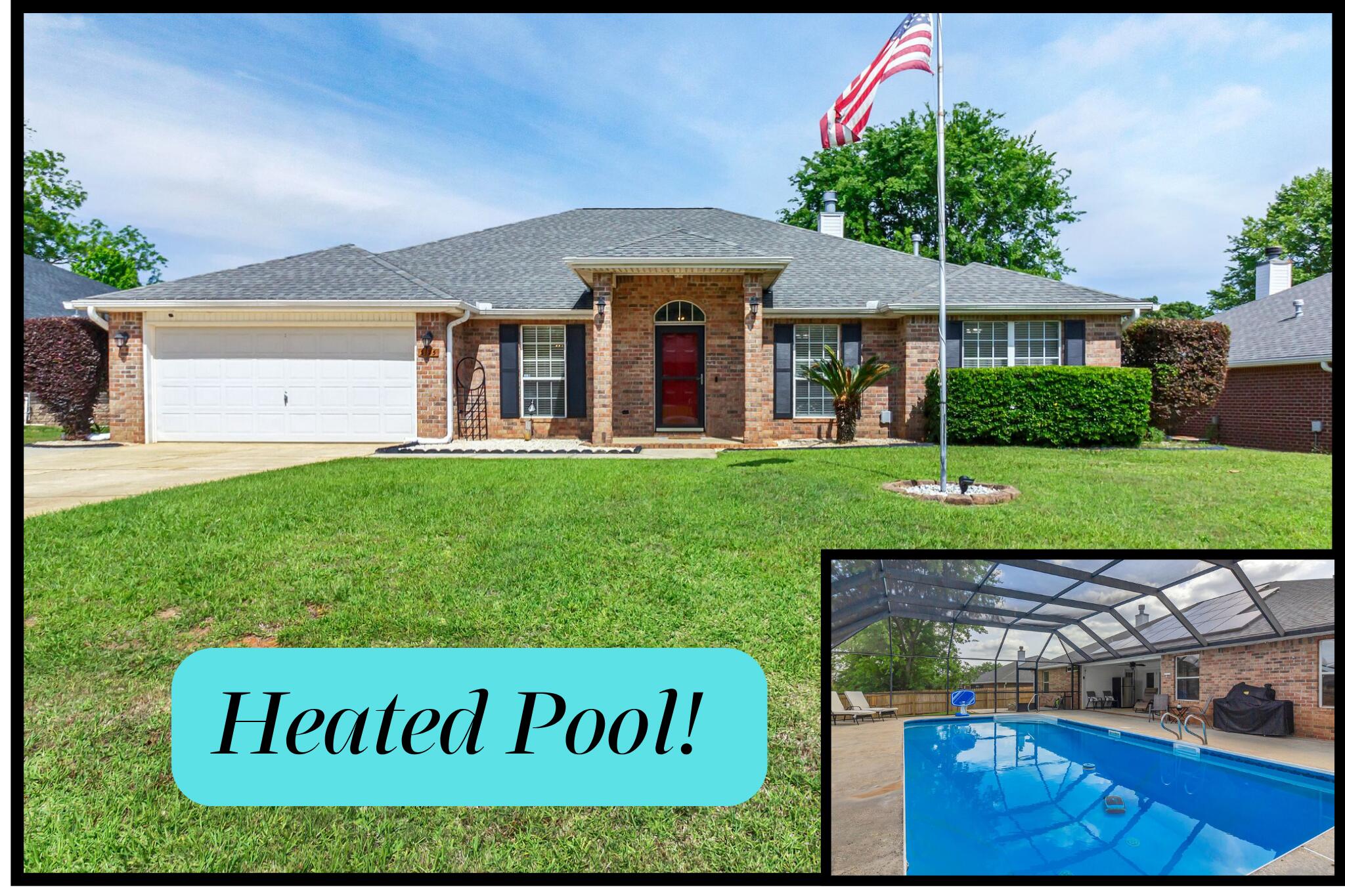 SOLAR SAVINGS, A HEATED POOL, AND THREE FULL BATHROOMS! That's right--lower power bills, a longer swimming season, and enough bathrooms to make busy mornings considerably less dramatic.

Welcome to 3175 Border Creek Road, a spacious four-bedroom, three-full-bath home offering 2,288 square feet of comfort, character, and room to spread out. Rooftop solar panels help significantly reduce electricity costs, so running the air conditioner doesn't have to feel like a second mortgage. Out back, the heated in-ground pool lets you enjoy your private oasis well beyond the summer months.

Inside, real hardwood and tile flooring run throughout--no carpet hiding questionable life choices from tenants past. Crown molding, decorative wall details, built-in shelving, and cheerful splashes of color give the home personality you won't find in a cookie-cutter rental.

The great room features a cozy gas fireplace and built-in entertainment center, creating the perfect spot for movie nights, game days, or curling up with a good book. Formal living and dining rooms provide even more flexibility--use them for entertaining, a home office, playroom, hobby space, or that beautifully decorated room everyone admires but is mysteriously forbidden to enter.

The kitchen features stainless steel appliances, a gas range, breakfast bar, and sunny breakfast nook. Whether you're preparing a full Sunday dinner or calling cereal a meal, you'll have plenty of space to do it.

The primary suite is designed for a  little everyday luxury, with two separate vanity areas, a jetted soaking tub, tiled walk-in shower, and private water closet. Two additional full bathrooms feature upgraded tile and granite countertops. With three full baths, no one has to wait in line--or bang on the door asking, "Are you almost done?" The laundry room also includes built-in cabinets and counter space, making laundry slightly less offensive.

Outside is where this home really shines. Step from the covered patio into the fully screened lanai, where the heated pool is ready for morning swims, lazy afternoons, and evening floats without inviting every mosquito in Crestview to join you. Weekly pool service is included, so you can enjoy the pool without earning an honorary degree in water chemistry. Gather around the patio fire pit when the weather cools and enjoy your own private backyard retreat.

Additional features include a yard building, gutters, a storm door, a lighted flagpole in the front yard, and an oversized driveway with plenty of parking.

Conveniently located approximately 30 minutes from Duke Field, 40 minutes from Eglin Air Force Base, and less than an hour from the beach--close enough for spontaneous beach days without paying beach-town rent.

Available October 10, 2026.

Small dogs and cats may be considered with approval and a $400 non-refundable pet fee. No smoking or vaping.

All applicants 18 years or older must complete an application. The application fee is $50 per adult. Residents are required to maintain renter's insurance or participate in the Landlord Liability Only program for $15 per month. A $20 monthly Pest Assurance fee also applies.

Visit RentwithBSR.com for more information, to view our rental requirements, or to submit an application. For information about this specific property, call 850-306-4485 anytime, 24/7. Or contact our office at 850-729-0399.