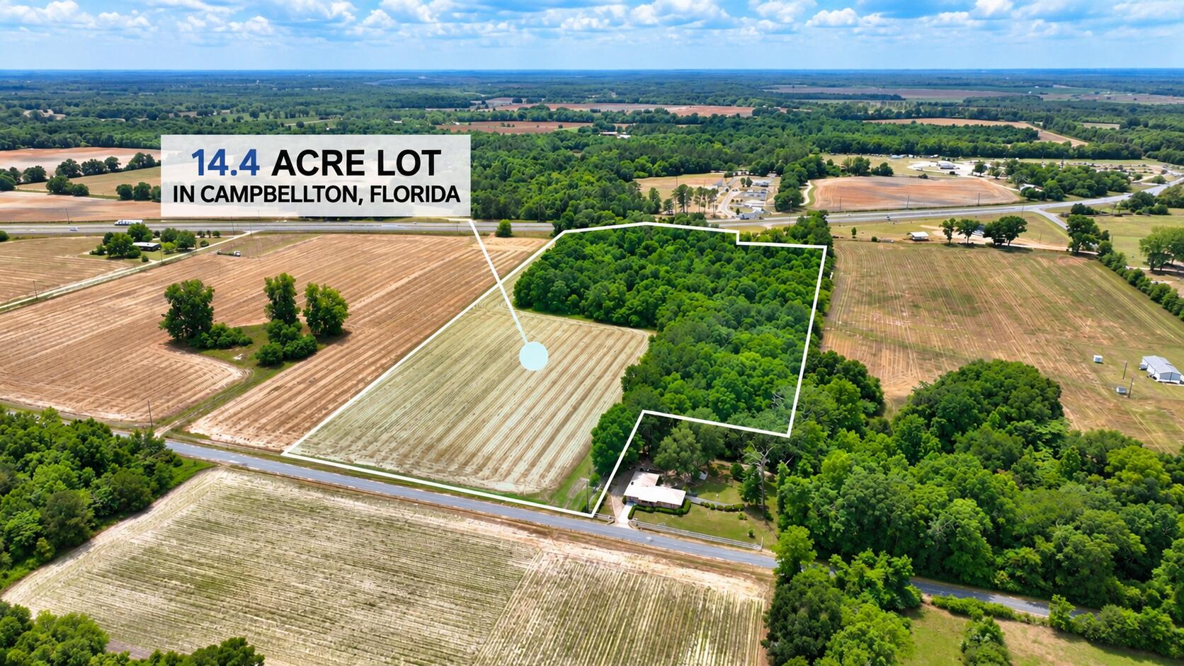 This beautiful 14-acre partially wooded lot is full of opportunity and perfectly situated right on Hwy 231, directly across from Campbellton Park in Campbellton, FL. Whether you're looking to build a private residence, start a mini-farm, or invest in land with high visibility and easy access, this property checks all the boxes.

With a mix of cleared and wooded areas, the land offers the best of both worlds: open space for development and natural beauty for privacy and shade. The location provides excellent road frontage, making it ideal for a homesite, recreational retreat, or even future commercial potential.