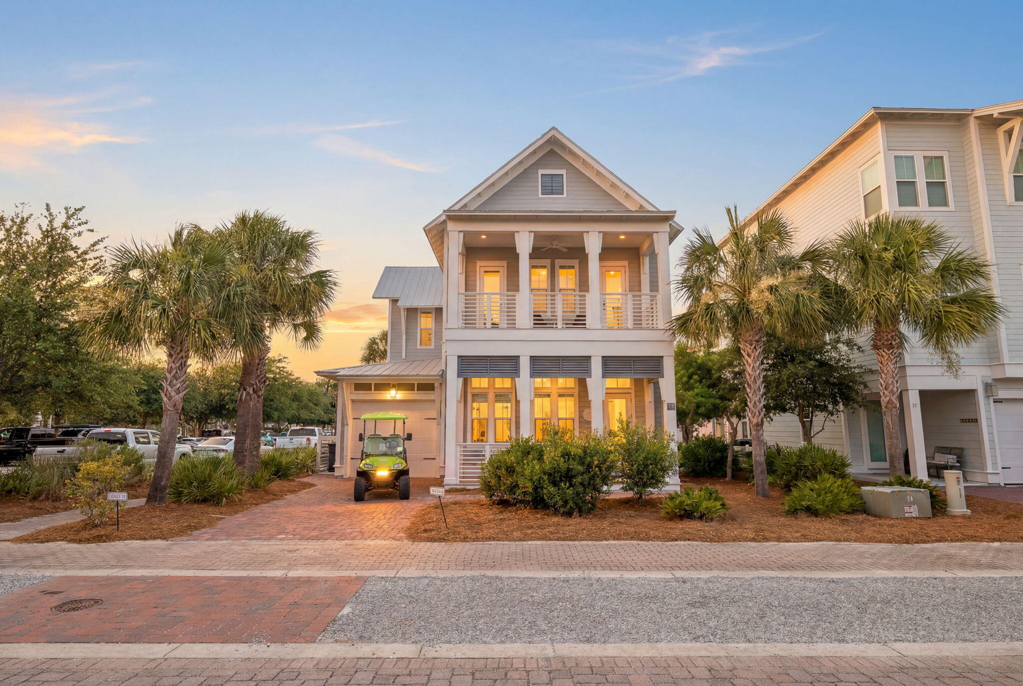 Rarely does a property along Scenic Highway 30A offer this caliber of location, finish, and immediate income potential, all in one seamless package. This fully furnished (including golf cart) former model home in Prominence South is move-in ready, close-ready, and already generating revenue with a strong book of rentals in place.
Positioned directly behind The Big Chill, 30A's premier outdoor destination featuring the area's largest big screen TV, live music, curated dining, boutique retail, and Luke Bryan's signature cigar lounge, the setting is simply unmatched. Guests step out the back door and into the heart of the experience.
The Sienna is an architecturally refined 4-bedroom, 4.5-bathroom residence spanning two thoughtfully designed levels, with four private outdoor porches that blur the line between inside and out. Constructed as the community's model home, no detail was overlooked: wide-plank hardwood flooring flows through the main level, upstairs hallway, and all bedrooms; frameless glass showers anchor each suite; 8' interior doors, brushed nickel hardware, and smooth finish ceilings elevate every room. The exterior is equally polished, with Hardiplank siding, a standing seam metal roof, vinyl impact-resistant windows, and brick paver driveway and walkway delivering lasting curb appeal. The main level unfolds as an open-concept great room with living, dining, and kitchen connected with ease, alongside a powder bath and Primary Suite #1, complete with a walk-in closet, spa-style shower, and private porch. Upstairs, a generous loft with sleeper sofa creates a flexible gathering space, while Primary Suite #2, Bedroom #3, and Bedroom #4 each offer their own en-suite bathrooms and private outdoor access. Every guest sleeps in a true suite.
An included 6-seat golf cart ensures effortless exploration of everything 30A has to offer, from the community's resort-style zero-entry pool with private cabanas to the beloved towns of Alys Beach, Seaside, and Rosemary, all just a short ride away.
Currently self-managed with an established rental history and bookings already secured, this property transitions seamlessly to its new owner. Furniture included. Income in place. An exceptional 30A address waiting to be yours.