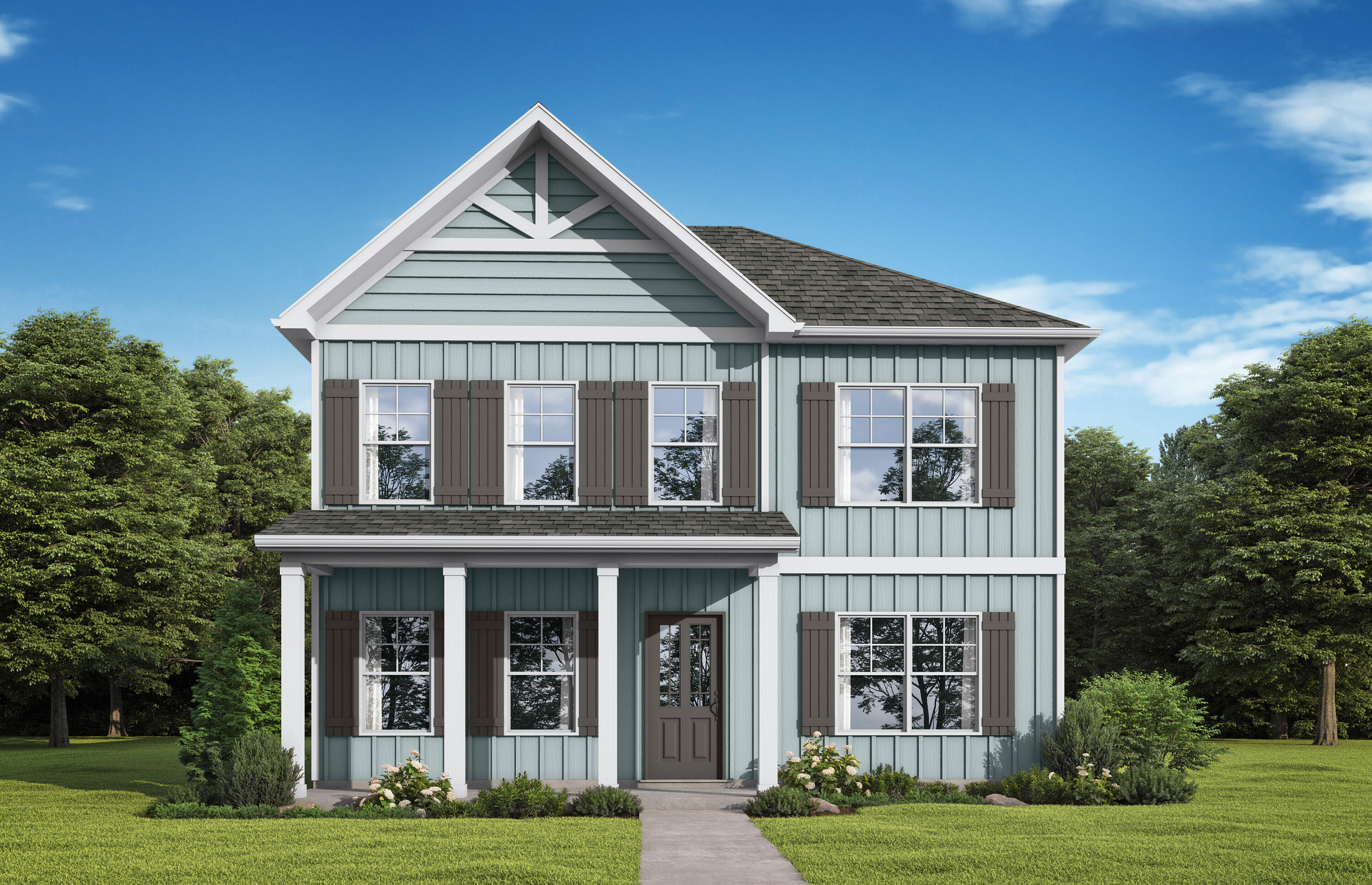 The Springfield by Valor Communities.
Savor your afternoons sipping a beverage on this amazing front porch, it's your time to enjoy! Step inside & appreciate the beautifully coffered ceiling in your dining room. Find yourself delighting in the company of friends & family around the fireplace in the spacious great room or step right outside the eat-in kitchen onto your covered patio to fire up the grill. The bedroom downstairs is perfect for guests. You will love the master retreat complete with its own porch off the sitting area. We have consciously uncoupled your sinks & provided a large walk-in closet. The huge media room is ideal for movie/game night. 2 additional bedrooms boast walk-in closets. Visuals feature a similar home for inspiration. Pricing is the base starting point; final price based on features selected.