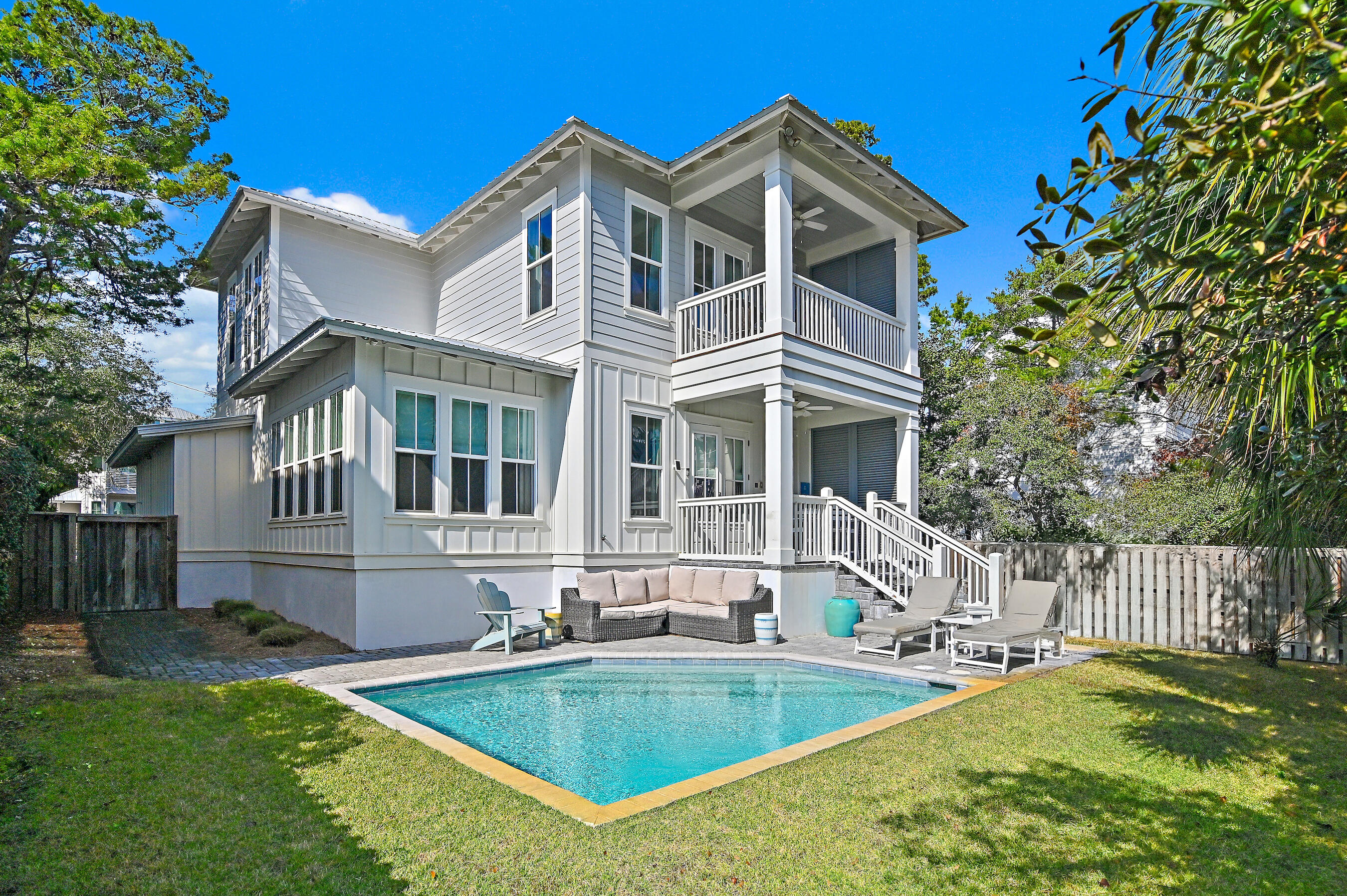28 Dalton Drive offers a refined coastal retreat where thoughtful design and exceptional livability converge. Positioned in the heart of Santa Rosa Beach with effortless access to 30A's acclaimed beaches, dining, and shopping, this fully furnished residence presents a rare blend of style, comfort, and convenience. The open-concept main level is beautifully composed for both relaxing and entertaining, featuring generous natural light, sophisticated finishes, and seamless flow to the home's private outdoor sanctuary. The kitchen anchors the space with ample cabinetry, elegant surfaces, and an inviting layout suited for gathering. Just beyond, the expansive backyard is framed by a full privacy fence and anchored by a sparkling poolcreating an atmosphere that feels both luxurious and effortless.

Each of the four bedrooms is designed as its own restful haven, complemented by four and a half well-appointed bathrooms showcasing elevated materials and thoughtful craftsmanship. The home's layout supports a sense of ease, whether hosting guests or enjoying quiet moments of retreat.

With no HOA, short-term rental eligibility, and a location ideal for exploring the best of 30A by bike or golf cart, this property embodies the sought-after blend of versatility and high-end living.

28 Dalton Drive stands as a compelling opportunity to experience the Gulf Coast with unmistakable style and enduring appeal.