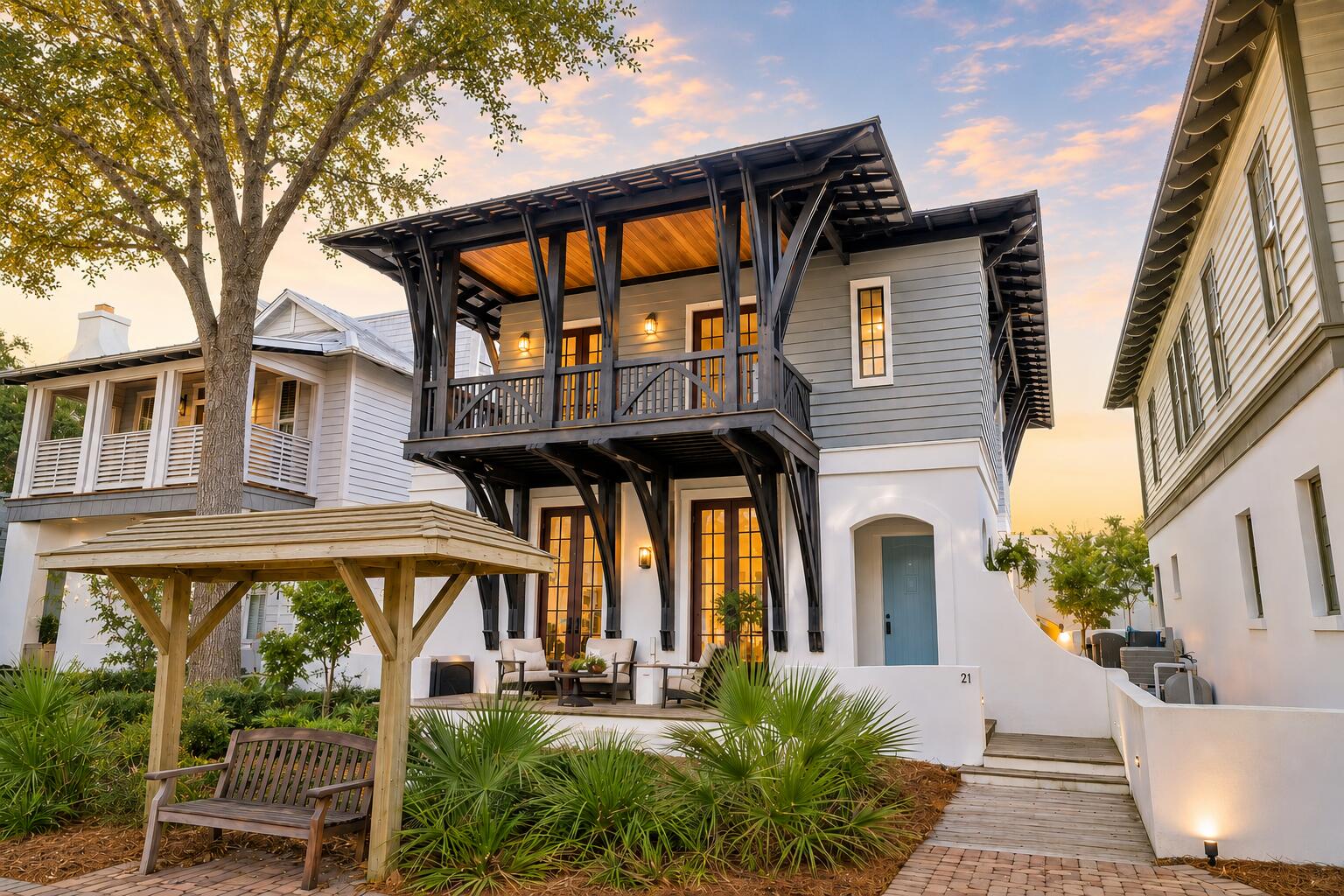 Positioned on West Kingston Park in Rosemary Beach, 21 Hamilton Lane showcases elegant finishes, exceptional outdoor living and a cherished location near the owner's pool. This rejuvenating 30A residence captures the essence of its prestigious community and delivers precious value as the best-priced 4 bedroom home in the community. Where mornings start with a walk to coffee and afternoons are influenced by the coastal breeze, this property is the one you've been searching for. 21 Hamilton Lane is offered turnkey with strong rental potential and many recent upgrades. Whether you are reading a book on the scenic front porch on West Kingston Park, grilling out on the side patio or enjoying s'mores by the outdoor fireplace, this home has so many perfect gathering spaces for family and friends to make unforgettable memories at the beach.