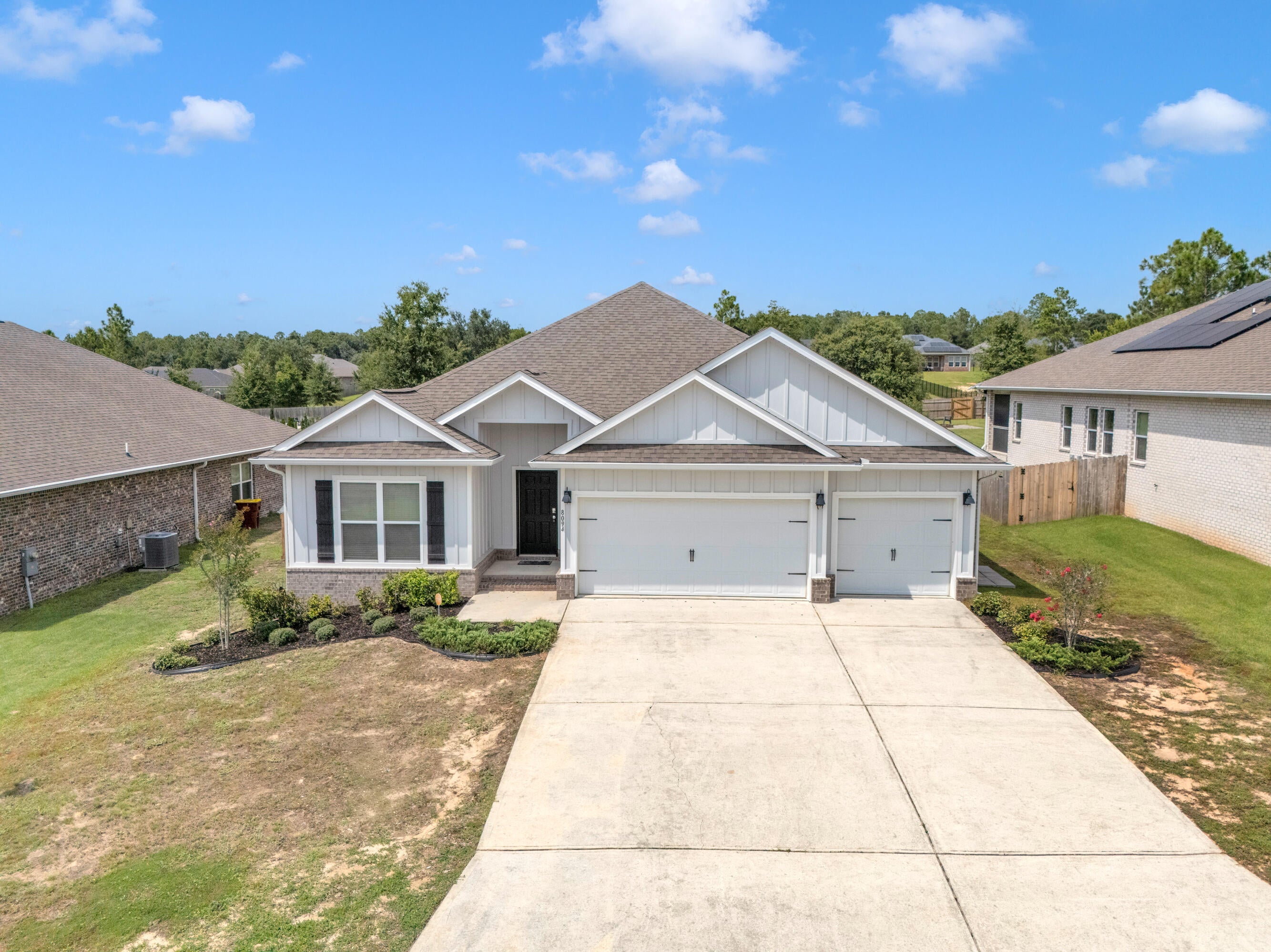 2021 Home in The Preserve with a 1/2 Acre Lot. The Destin floor plan is a fabulous 4 bedroom, 3 bath home with a 12'' x 15' covered patio and a 3 car garage. Large breakfast nook and separate dining area. Very comfortable open design for easy entertaining. Beautiful granite counter-tops in Kitchen and baths, stainless steel appliances, breakfast island bar and a corner pantry. Spacious bedroom 1 with Large walk in closet, double vanity, garden tub and a separate shower. Beautiful wood look easy care flooring throughout with carpet in the bedrooms, fabric hurricane window protection and the Smart Home Technology System package. Front exterior is the desirable Hardi-board and the other 3 sides are brick. Move in Ready. 2021 Roof, AC & Water Heater
