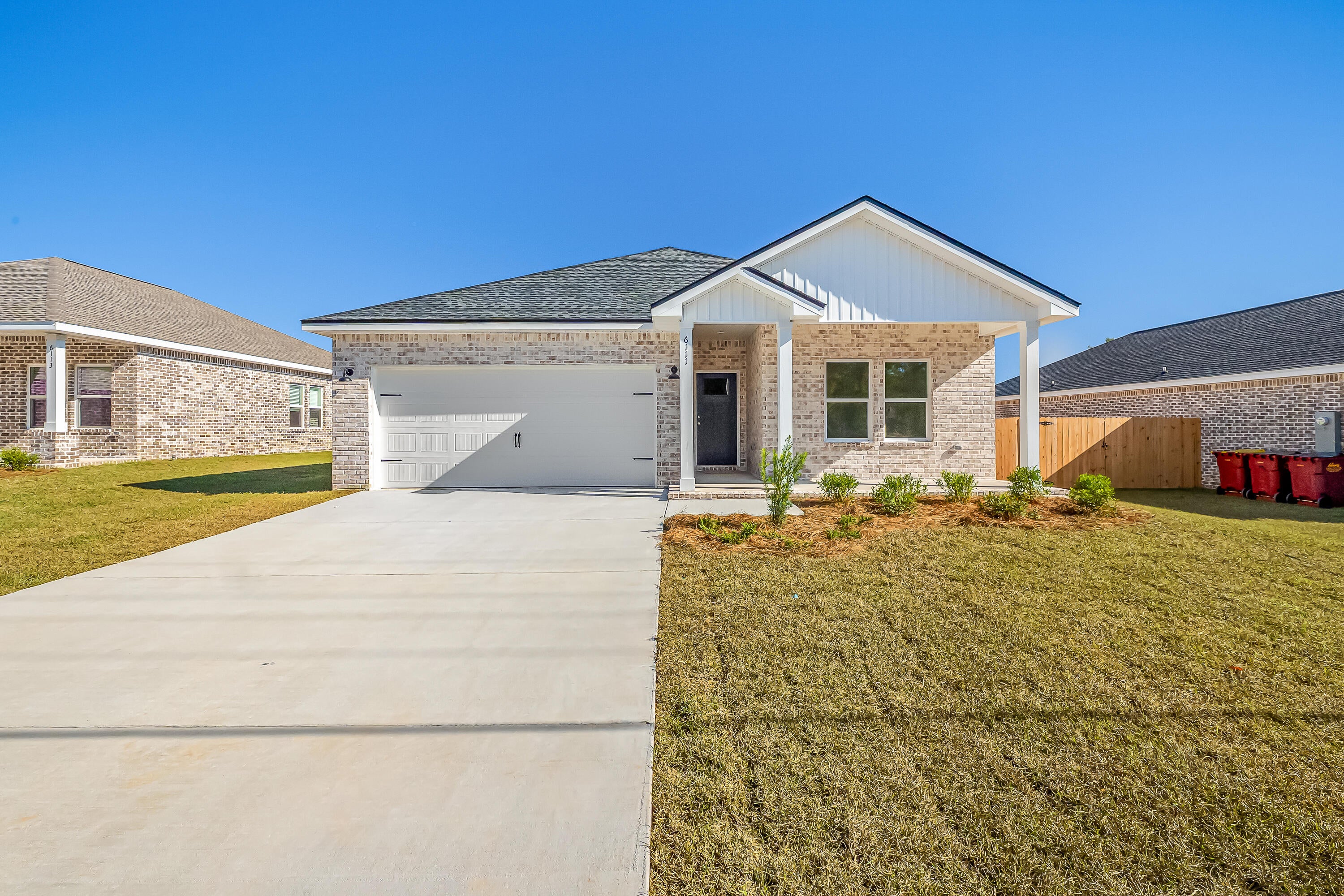 CORNER LOCATION FOR THE MAYBELL I - READY IN LATE SEPTEMBER - NO HOA & LOW COUNTY TAXES IN THIS NEW S/D ''SOUTHERN CHARM''.  Fully landscaped 1/4- acre lot offers plenty of backyard area for kids/garden/pets/entertaining.  Front and rear porches for relaxing.  All brick construction with interior featuring raised ceilings, recessed lighting, foyer entryway, open family/kitchen/dining area and split BR design.  Vinyl plank flooring in common areas, cozy carpet in bedrooms.  Work island w/bar seating and cozy dining nook as well.  Corner pantry, quartz countertops and white shaker cabinets with soft close doors and drawers.  Owner's bath has double vanities, shower only, linen storage and walk-in closet.  Seller may contribute up to $12,000 towards buyers closing costs (call for details).  Photos of similar sold home, elevation will vary, interior/exterior colors and finishes will vary.