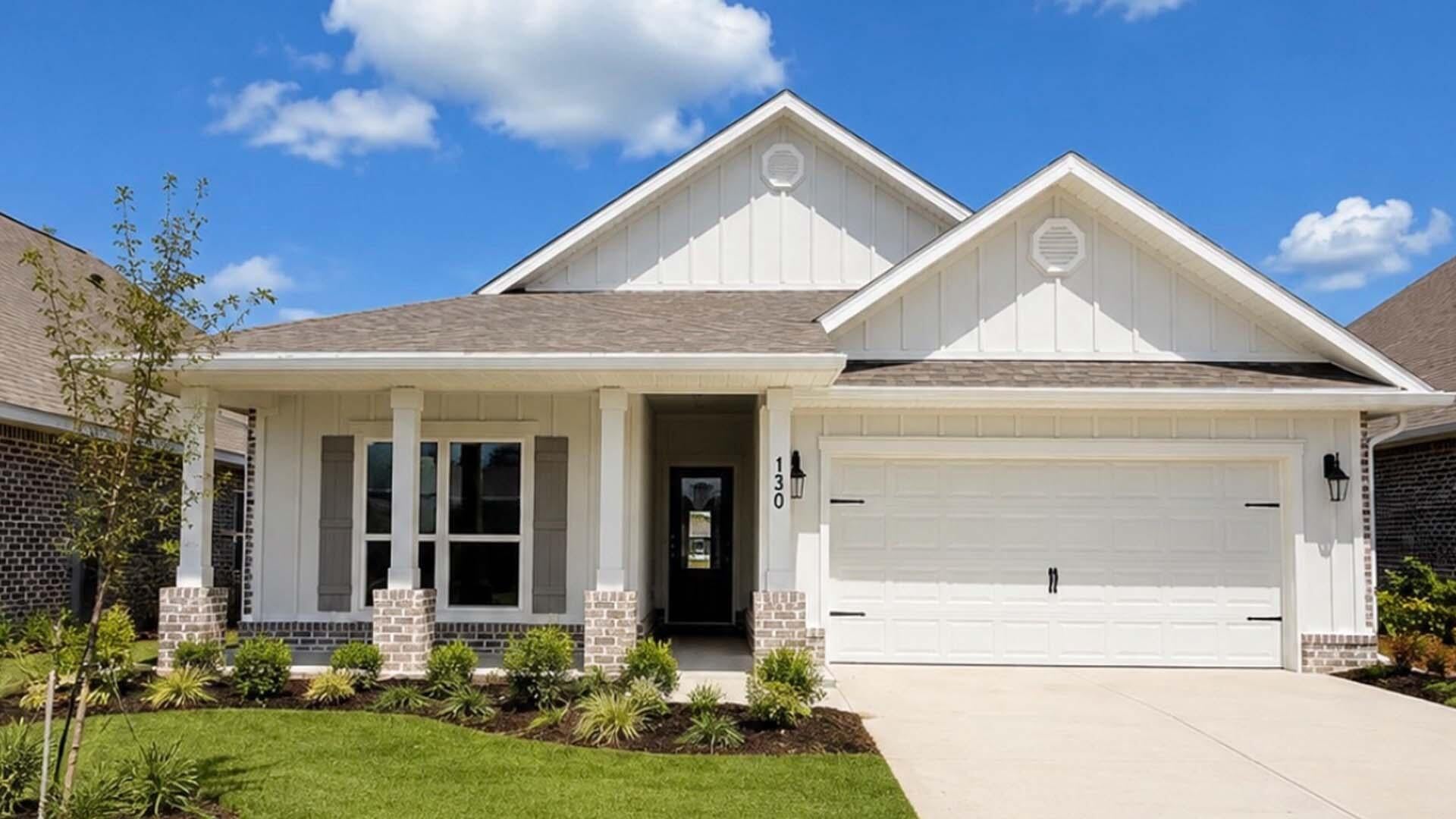 Welcome to 130 E Gray Owl Drive, a new construction home that is ready for move in at Owl's Head Farms in Freeport, Florida. As you enter this home the entry hall leads to a light-filled open-concept living area with nine-foot ceilings. EVP flooring is throughout the shared areas of this home creating a seamless transition between the spaces.

The kitchen features modern finishes including quartz countertops with white cabinetry to complement and brushed nickel plumbing fixtures. A standard appliance package includes a smooth top stove, dishwasher, and microwave. Adjacent to the kitchen is the dining area perfectly positioned for meals and gatherings, while the living room's wide layout invites relaxation and socializing.

The primary bedroom is at the back of the home just off the living area, which offers a serene retreat. Enjoy the comfort of a luxurious bathroom that has dual sink vanity with quartz countertops, a shower and two generously sized closets. There are three additional bedrooms that are located off the entry hall. Bedroom four has a large closet and is located on a separate hall with the laundry room and garage access. Bedrooms two and three are separated by the shared bathroom. Each bedroom has carpet creating a cozy feel at the end of the day.

Rounding out the home is a large covered back patio, ideal for enjoying Florida's sunny days, and a convenient laundry room. This home is located on a lot that is close to the community pool.