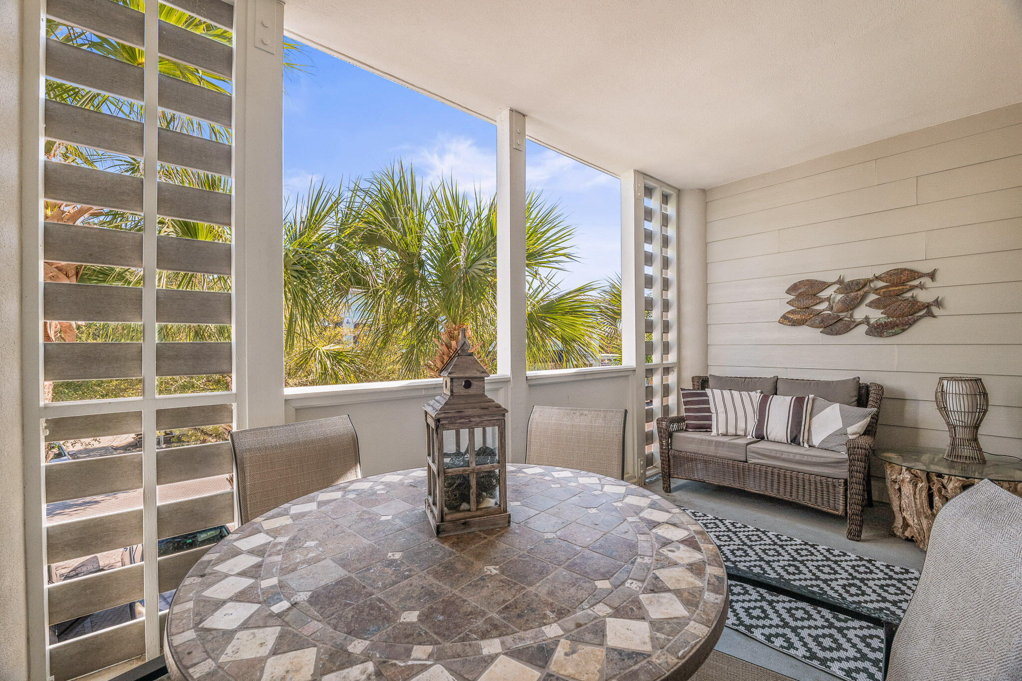 Experience the tranquil charm of our coastal condo designed for up to six guests. This inviting one-bedroom, 1.5-bath home features a private bedroom, cozy bunk beds, and a sofa bed. Its open living and kitchen area offers ample seating for family and friends, and French doors lead to a relaxing balcony—perfect for seamless indoor/outdoor living.

Located within easy reach of Seagrove's dining and shopping, the condo is just minutes from the renowned communities of Watercolor and Seaside. The complex itself offers amenities including two pools, a sunset deck, tennis and basketball hoop, barbecue grills, and a serene nature trail through a native cypress forest. Safe beach access via a crosswalk ensures that getting to the sugar-white sands is effortless.