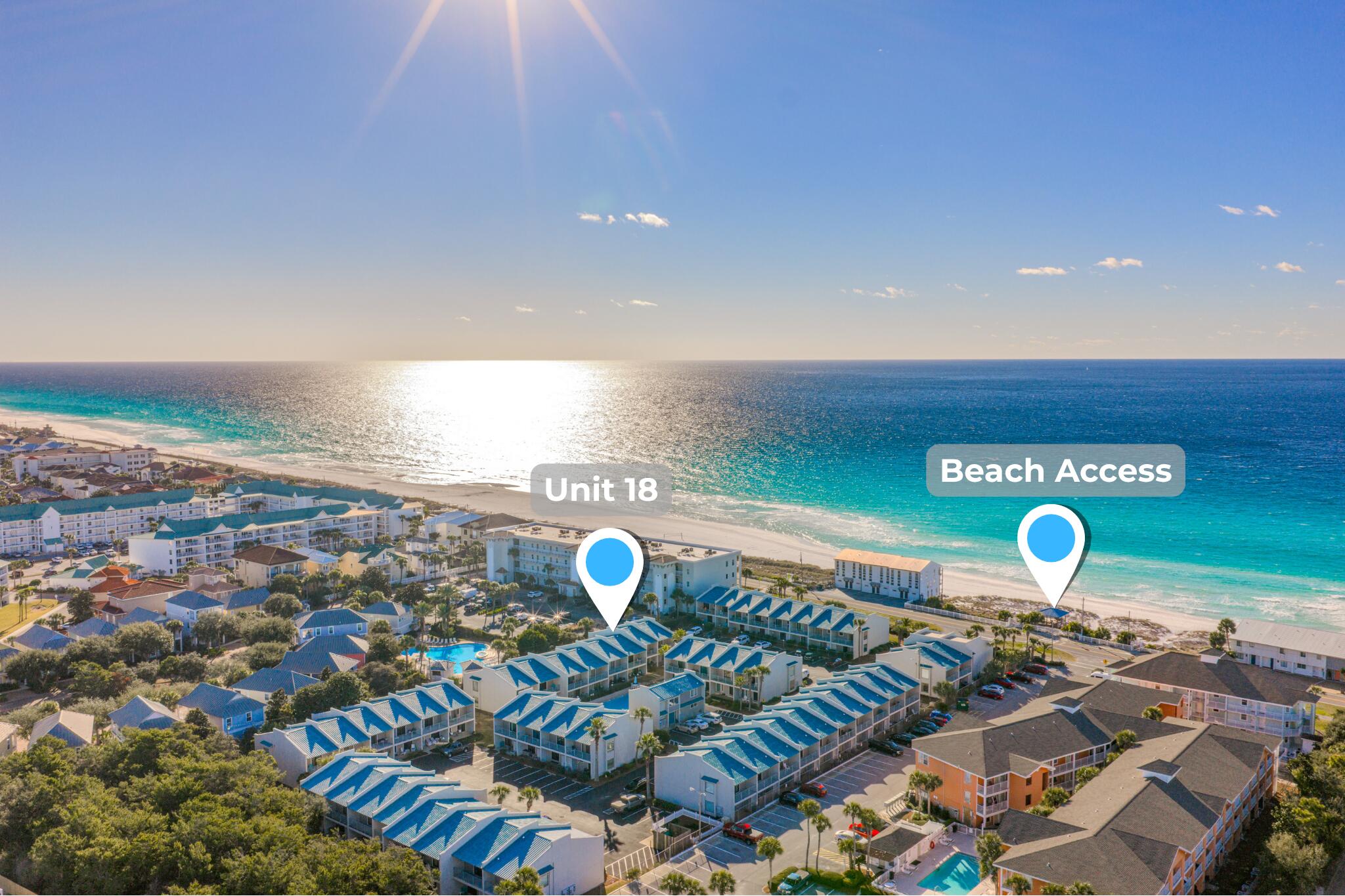 ATTENTION INVESTORS:  150 STEPS FROM YOUR FRONT DOOR TO DEEDED/PRIVATE BEACH!  $50k rental history in 2025, on pace to match or exceed that figure in 2026.   Rental projections from 3 local management companies in excess of $50k to match!  Located in the Gulf Winds East community, this beautiful townhome offers the perfect blend of comfort and investment potential. The unit is less than 40 feet from the community pool and features deeded beach access right across the street. The unit is offered fully furnished and is turnkey ready. The first floor features tile flooring throughout and an inviting living area highlighted by shiplap accent walls and a built-in dry bar. The kitchen boasts granite countertops, stainless steel appliances, and a classic subway tile backsplash. A convenient half bath with stacked washer and dryer, dedicated dining area, and covered back patio with outdoor storage complete the downstairs living space. Upstairs, luxury vinyl plank flooring runs throughout both bedrooms, each offering its own ensuite bathroom and private covered balcony. The primary suite features a beautifully tiled floor-to-ceiling walk-in shower, while the guest suite includes a shower/tub combo. Whether you're searching for a full-time residence, vacation getaway, or income-producing investment property, this Gulf Winds East townhome offers an exceptional opportunity.

Located in Miramar Beach off of Scenic Gulf Drive (Or Old 98) you are close to everything! Easily walk, peddle, cart, or drive to entertainment and dining such as Kenny D's, Captain Daves on the Gulf, Pompano Joe's, Crab Shack, Silver Sands Outlet Mall, and much more.