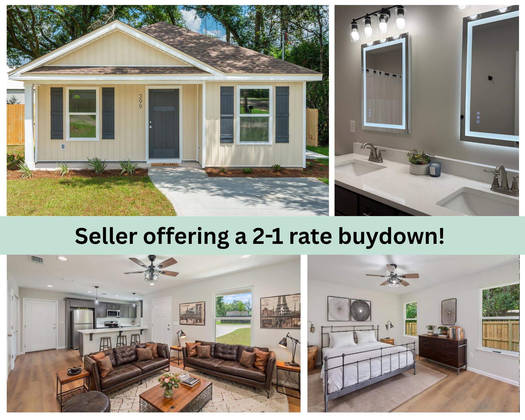 SELLER OFFERING A 2-1 RATE BUYDOWN! Welcome home to this brand new beautifully constructed 3-bedroom, 2-bath home offering 1,091 sq. ft. of stylish and comfortable living space. This home is full of upgrades, to include the LVP flooring that flows throughout the entire home. The kitchen features quartz countertops, soft-close upgraded cabinets and drawers, and modern finishes that make everyday living and entertaining a breeze. Both bathrooms offer quartz countertops and LED-lighted mirrors, adding a touch of contemporary elegance. The spacious primary suite includes a double vanity and stand-up shower for added comfort and convenience. Outside, enjoy the privacy of a fully fenced backyard, perfect for relaxing and entertaining! With thoughtful updates throughout and a functional floor plan, this home is move-in ready and a great opportunity for its next owner!