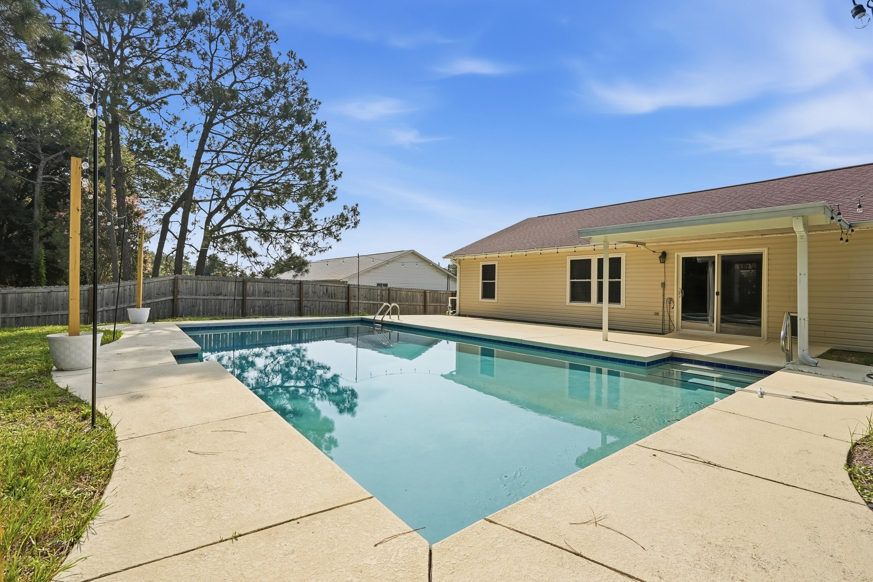 Welcome to this well-maintained 3-bedroom, 2-bathroom home located in the desirable Countryview Estates area of South Crestview. Offering a prime location with easy access to shopping, dining, schools, Duke Field, and Eglin AFB, this home provides a sought-after lifestyle in a desirable community.

The spacious split floor plan offers privacy and functionality, with the primary suite tucked away as a peaceful retreat. The kitchen features ample cabinet and countertop space, making meal preparation and entertaining a breeze.

Enjoy the Florida lifestyle with a beautiful pool--perfect for relaxing and entertaining! Pool service and lawn service are included for added convenience. With its desirable location, thoughtful layout, and private outdoor oasis, this is the perfect place to call home! Contact us today to schedule your showing! Pets considered with application.